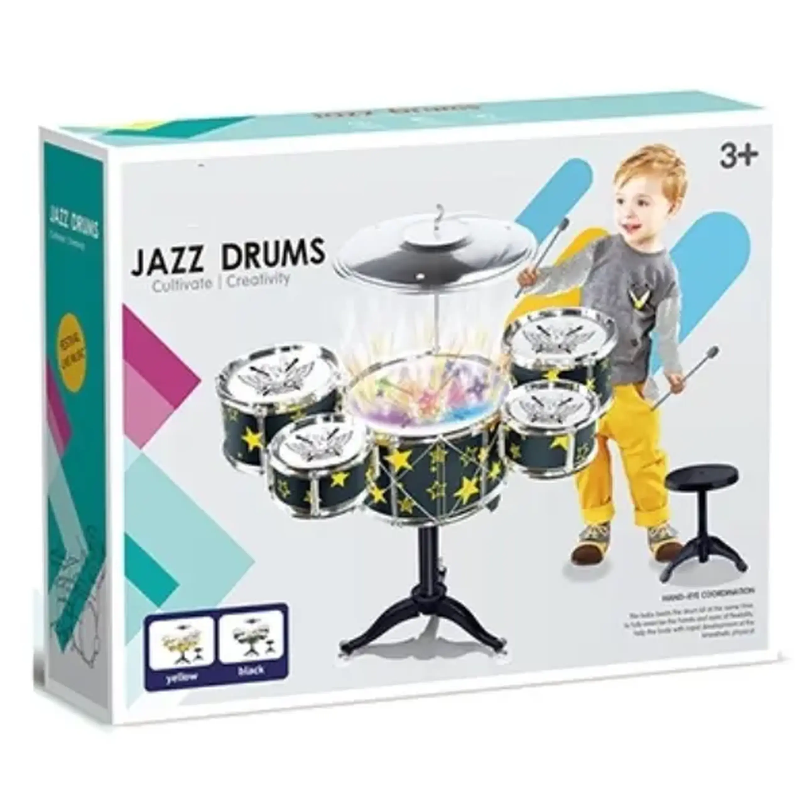 Set de tobe pentru copii Jazz Drums cu scăunel, 58 cm