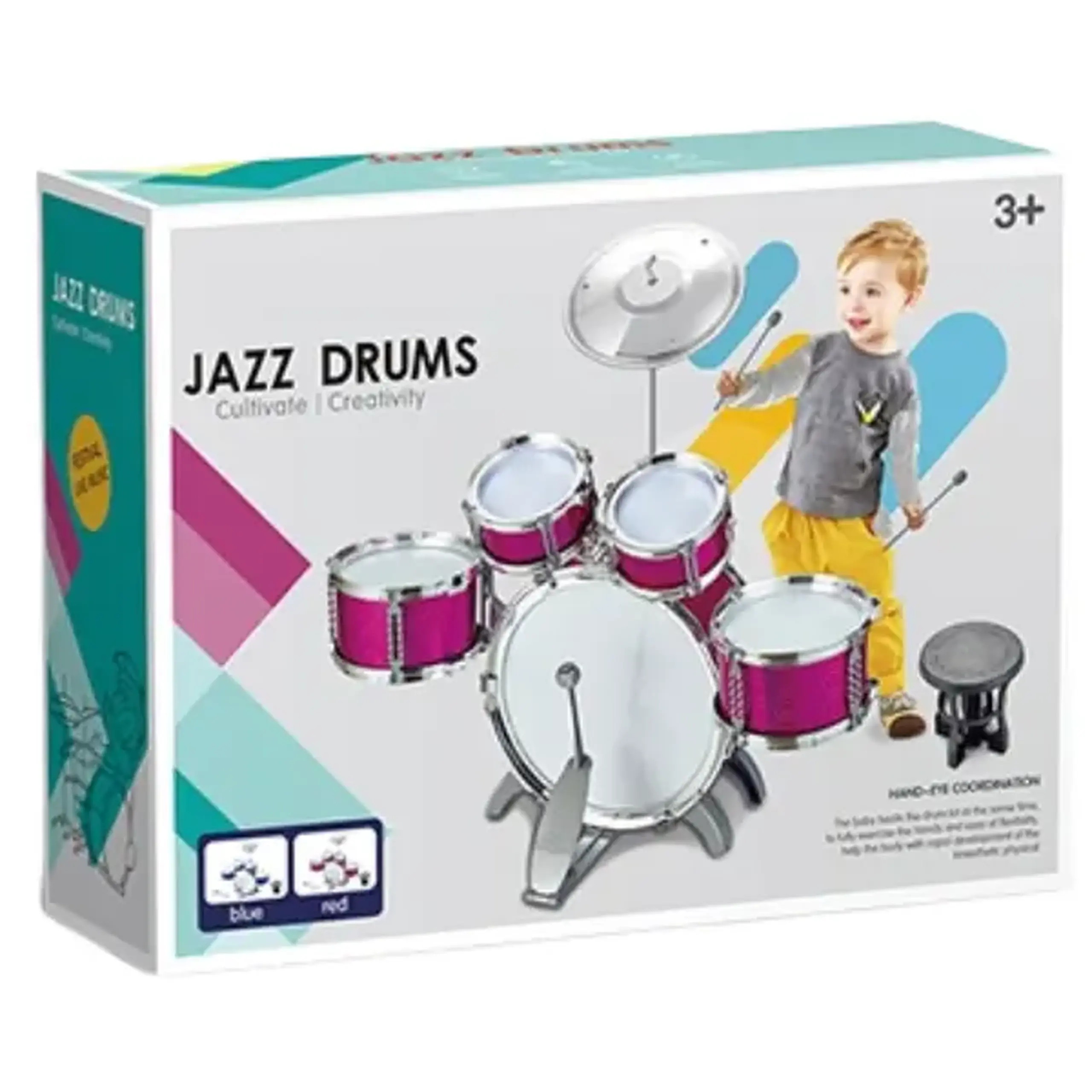 Set de tobe pentru copii Jazz Drums cu scăunel, 64 cm