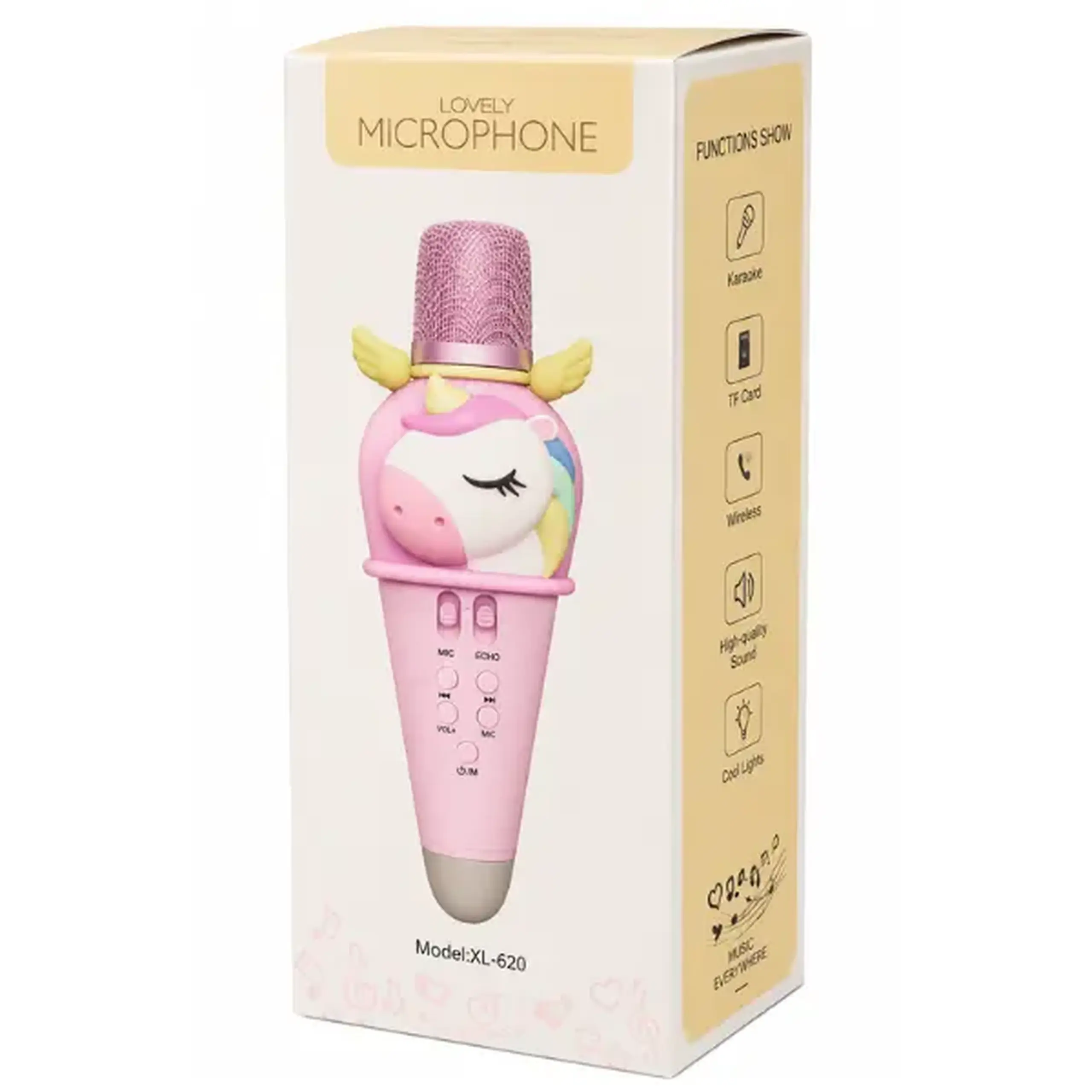 Microfon karaoke pentru copii „Unicorn”, 21 cm, 3 culori
