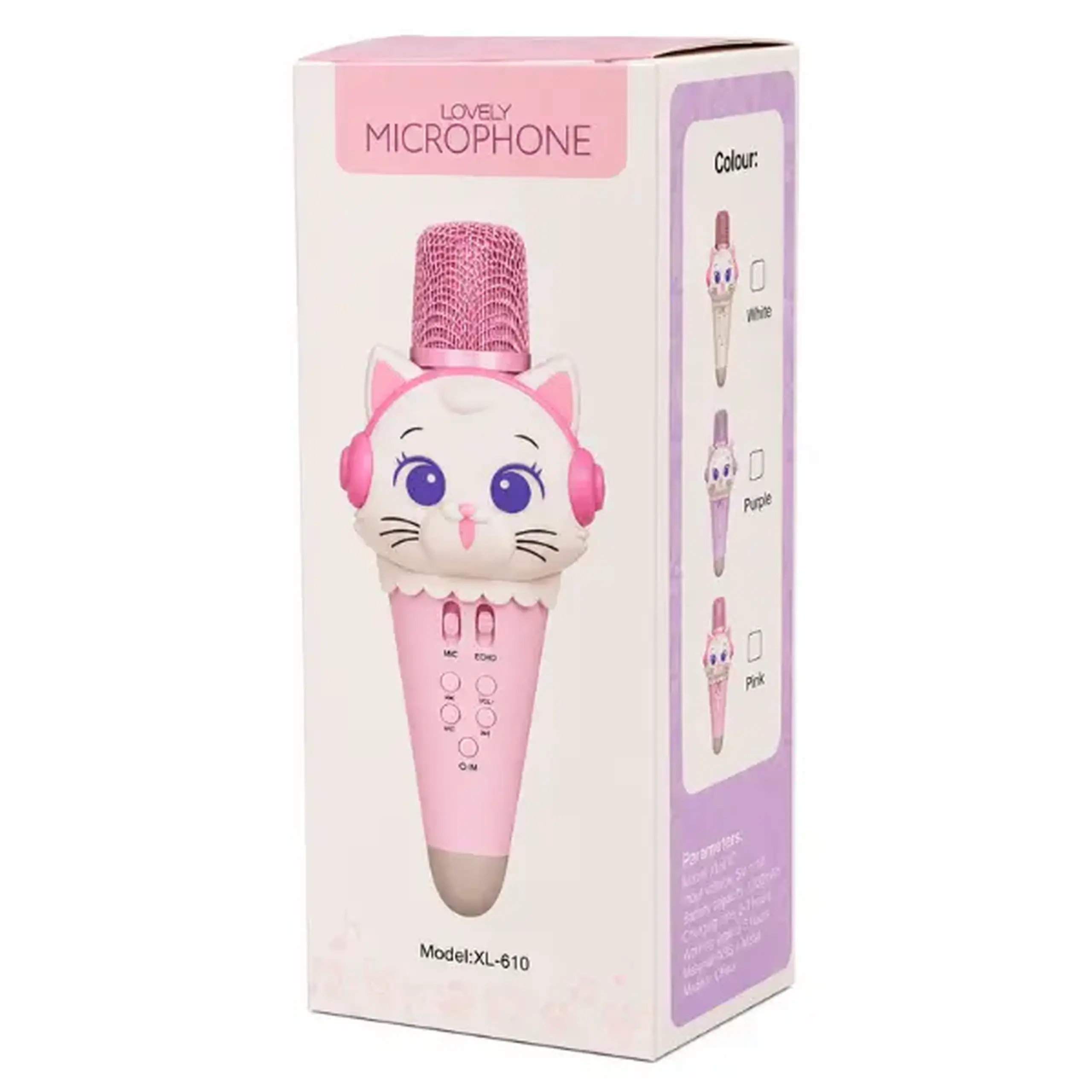 Microfon karaoke pentru copii „Pisicuță”, 21 cm, 3 culori