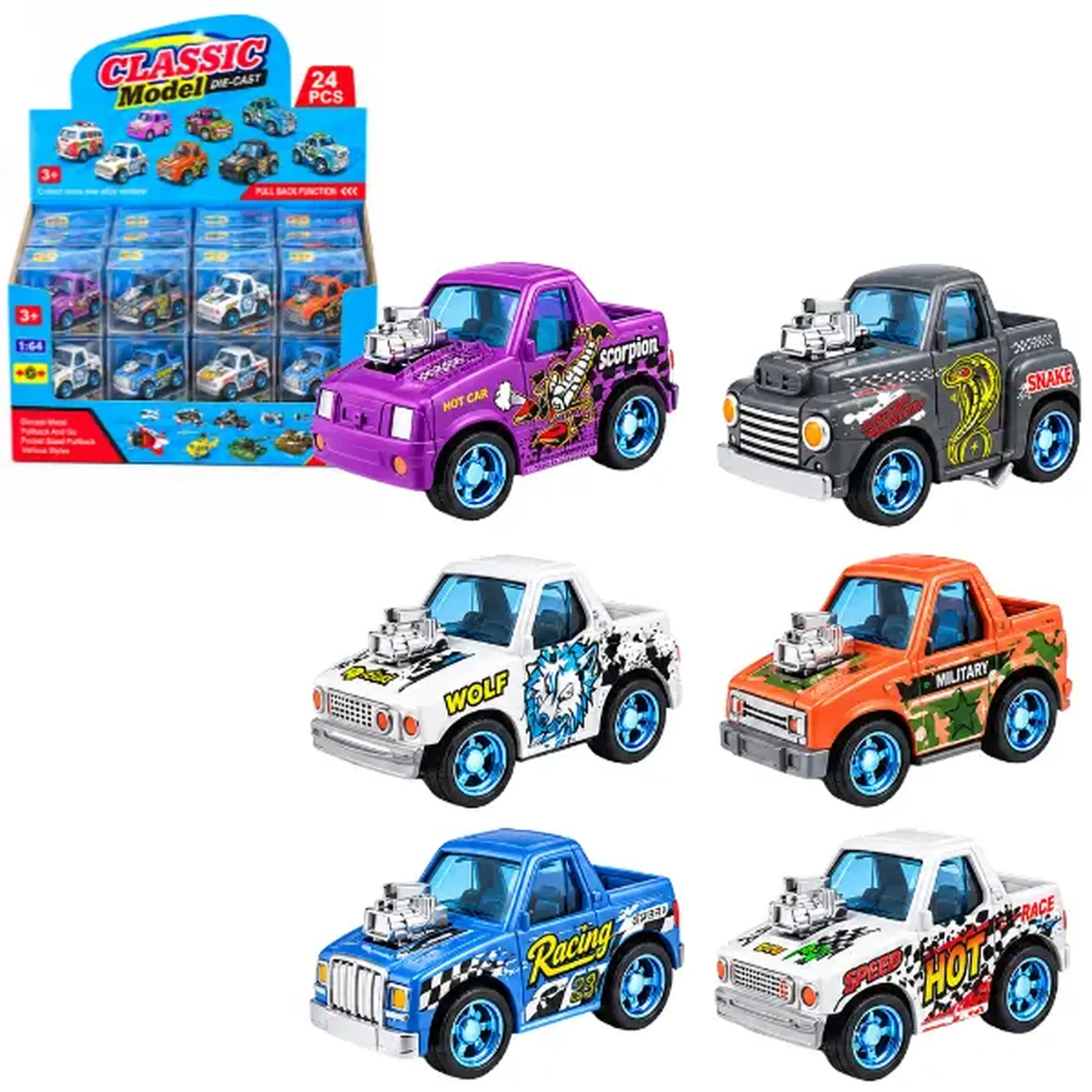 Mașinuță metalică cu mecanism Pull Back, 5,4 cm, în as.