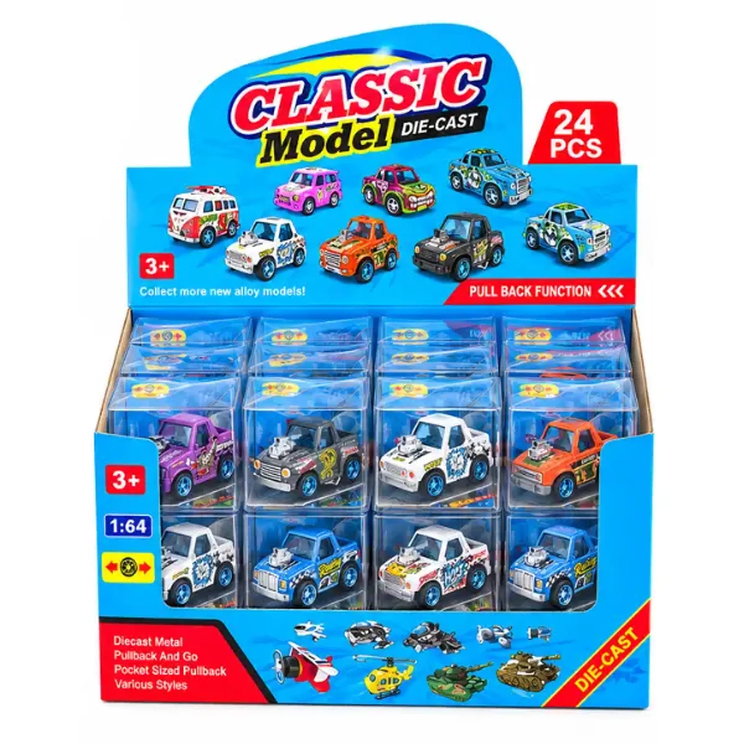Mașinuță metalică cu mecanism Pull Back, 5,4 cm, în as.