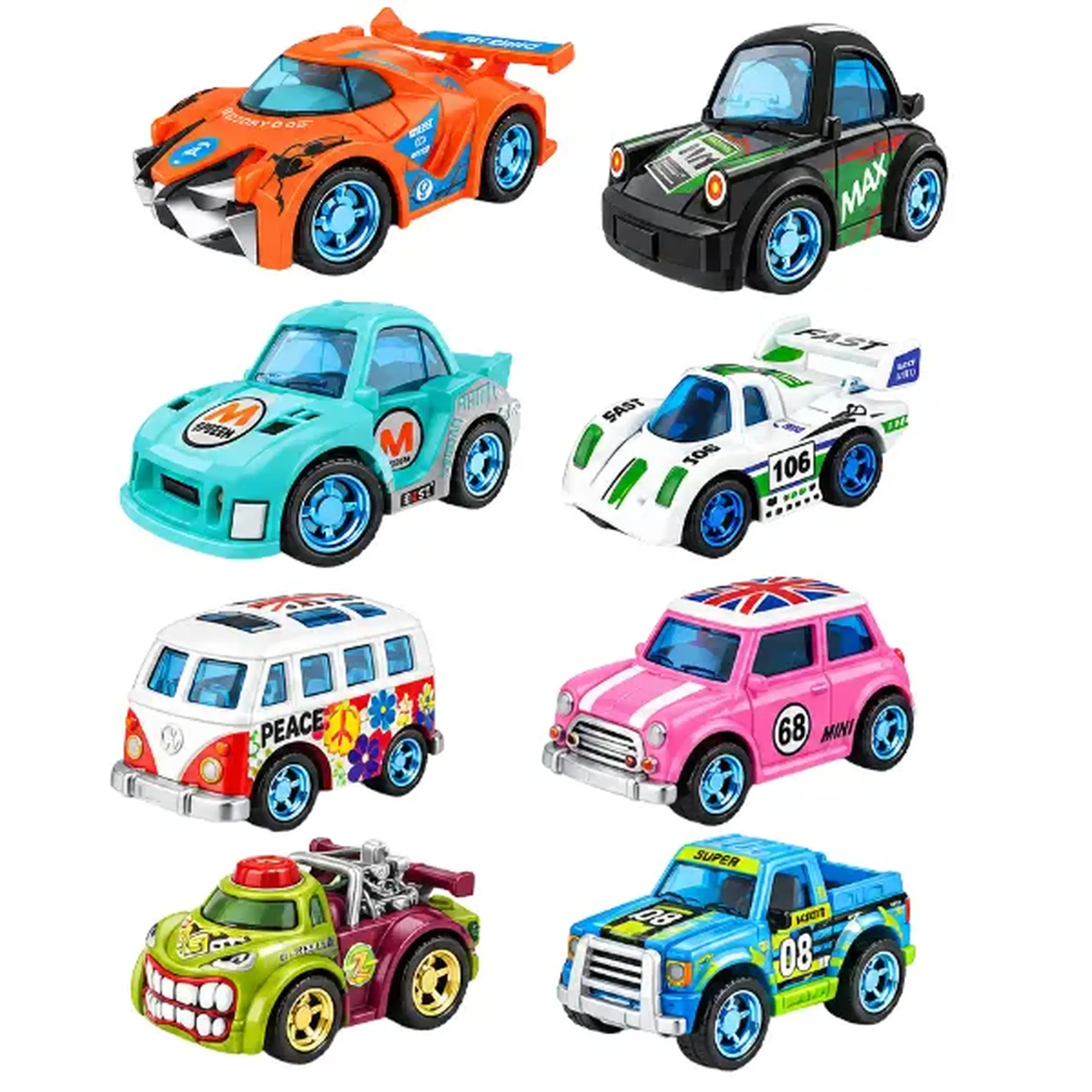 Mașinuță sport metalică cu mecanism Pull Back, 5,4 cm, în as.