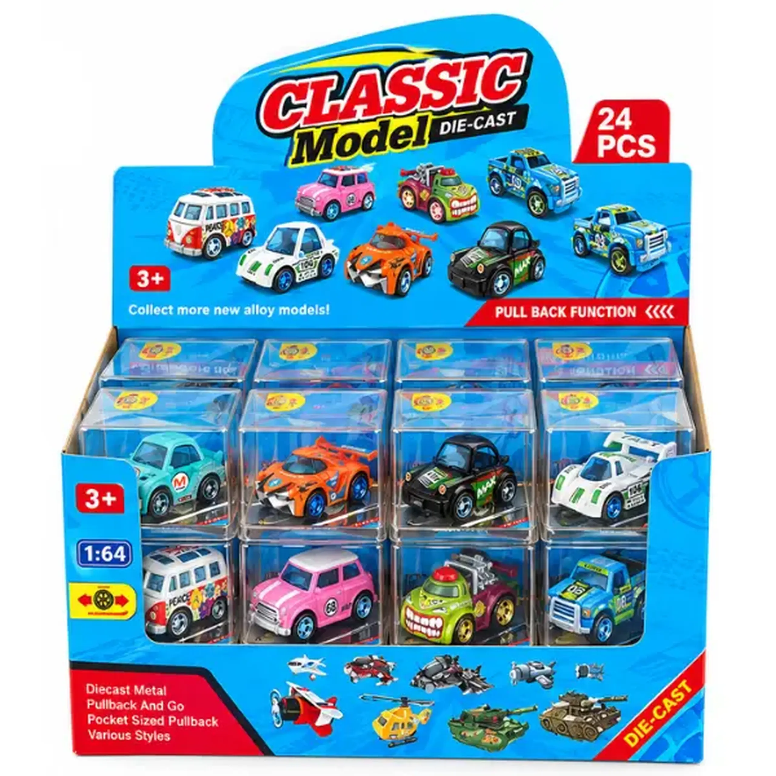 Mașinuță sport metalică cu mecanism Pull Back, 5,4 cm, în as.