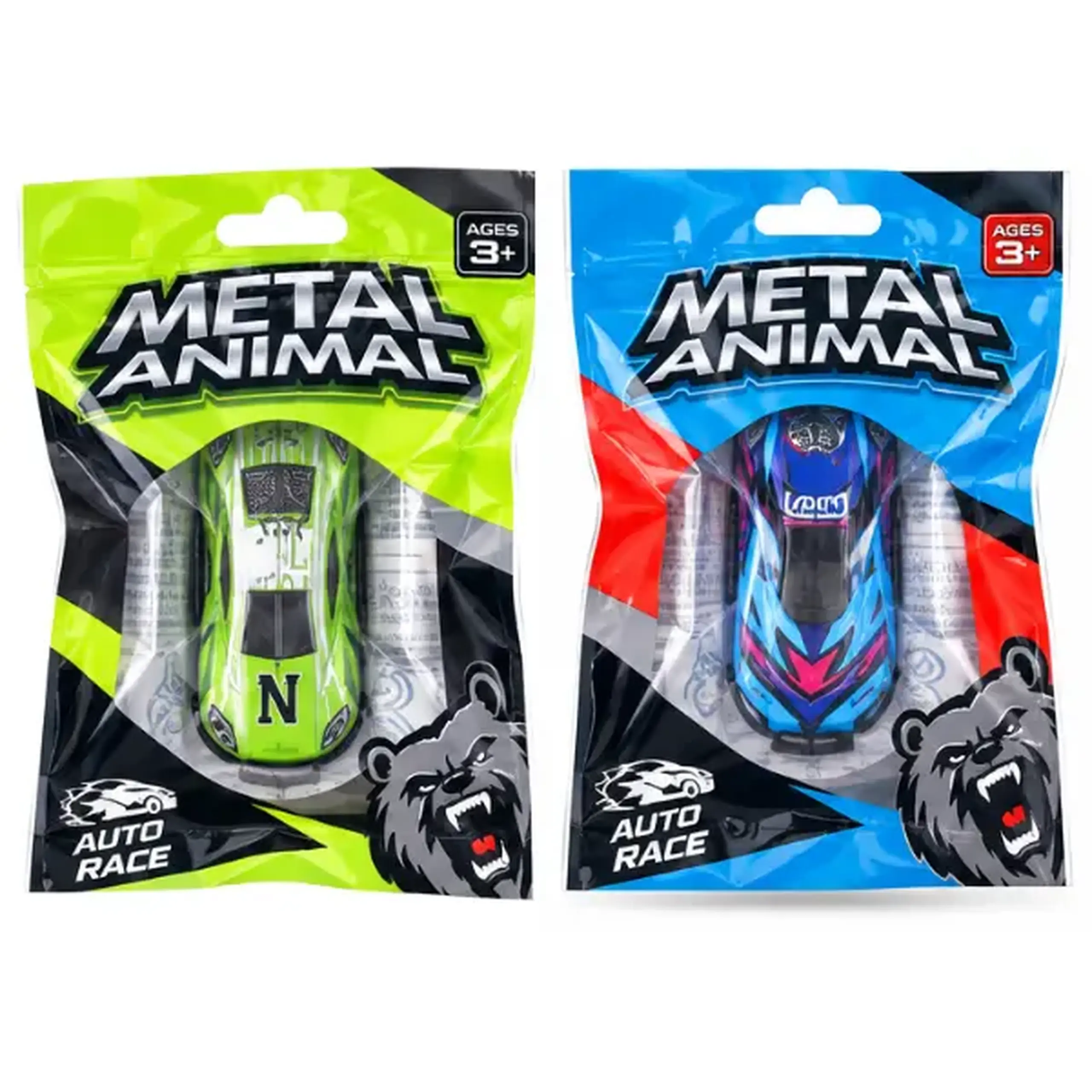 Mașinuță metalică de curse cu mecanism Pull Back, 9 cm, în as.