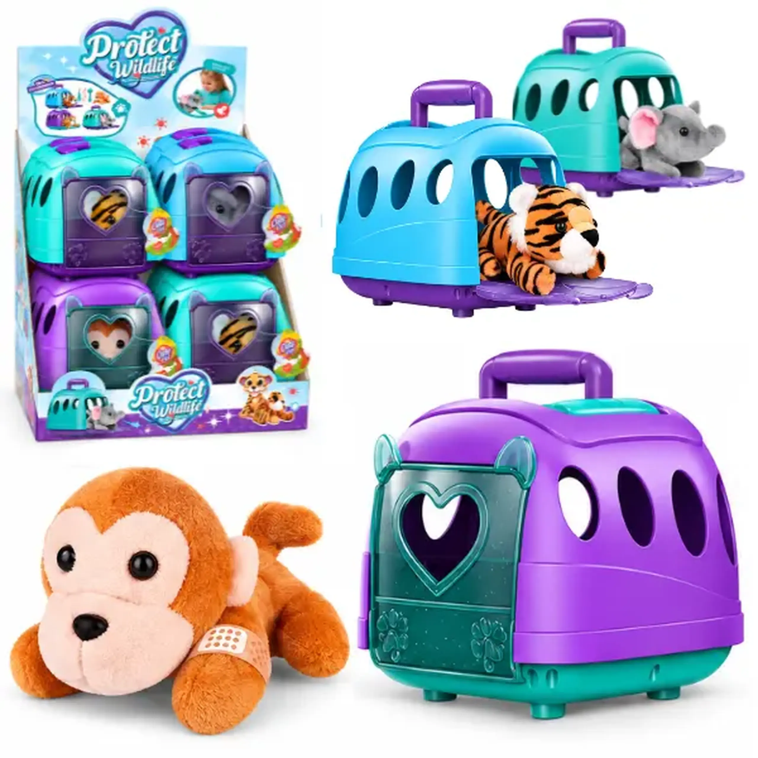 Set de joacă „Animăluț de pluș în cușcă de transport” cu accesorii medicale, 4 modele