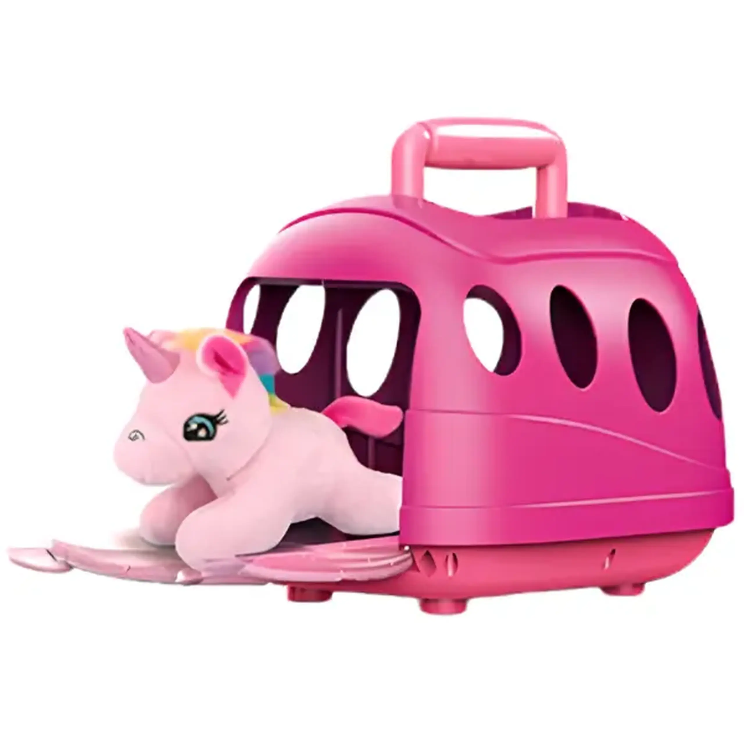 Set de joacă „Unicorn de pluș în cușcă de transport” cu accesorii, 3 modele