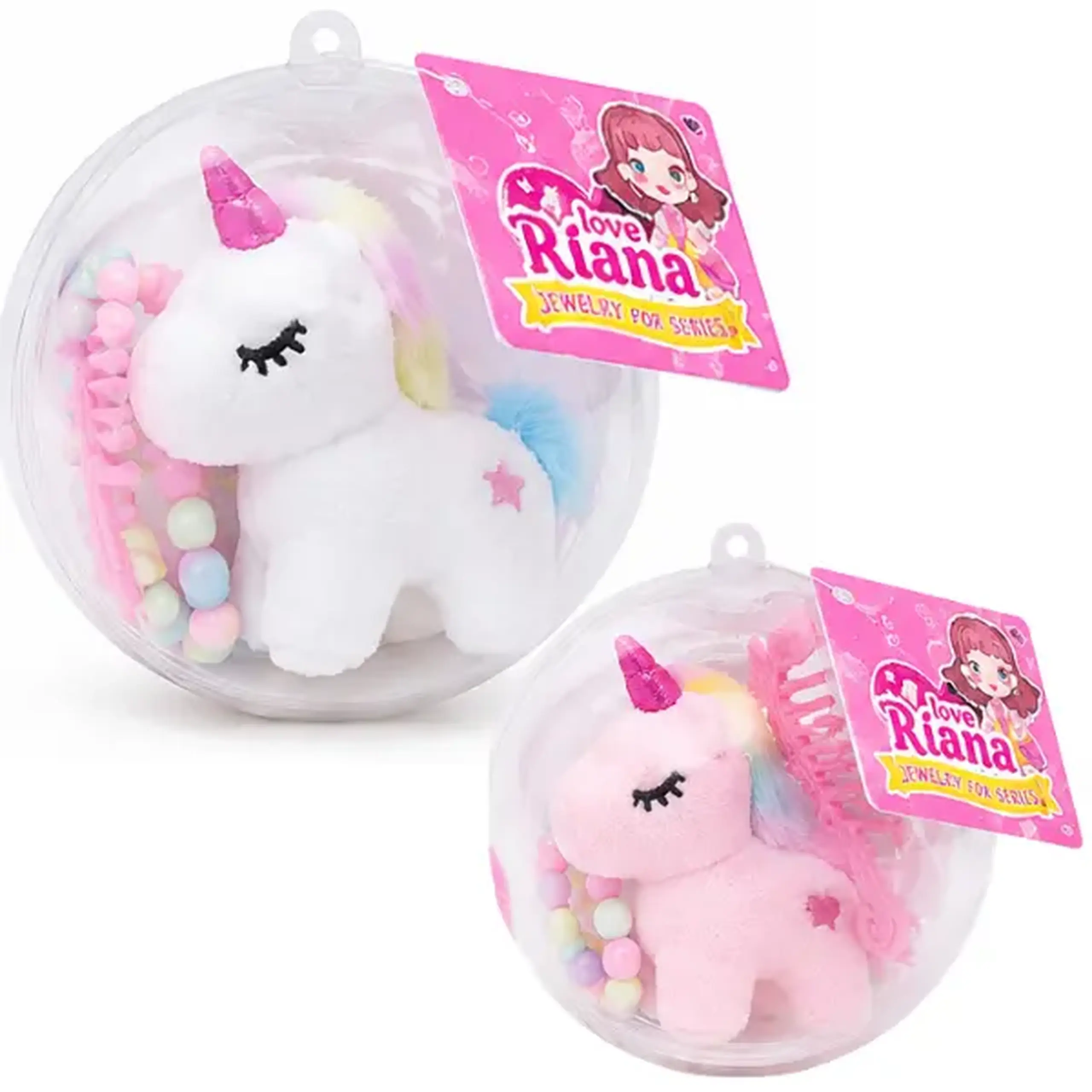 Set de joacă „Unicorn de pluș” cu brățară și pieptene în glob, 2 modele