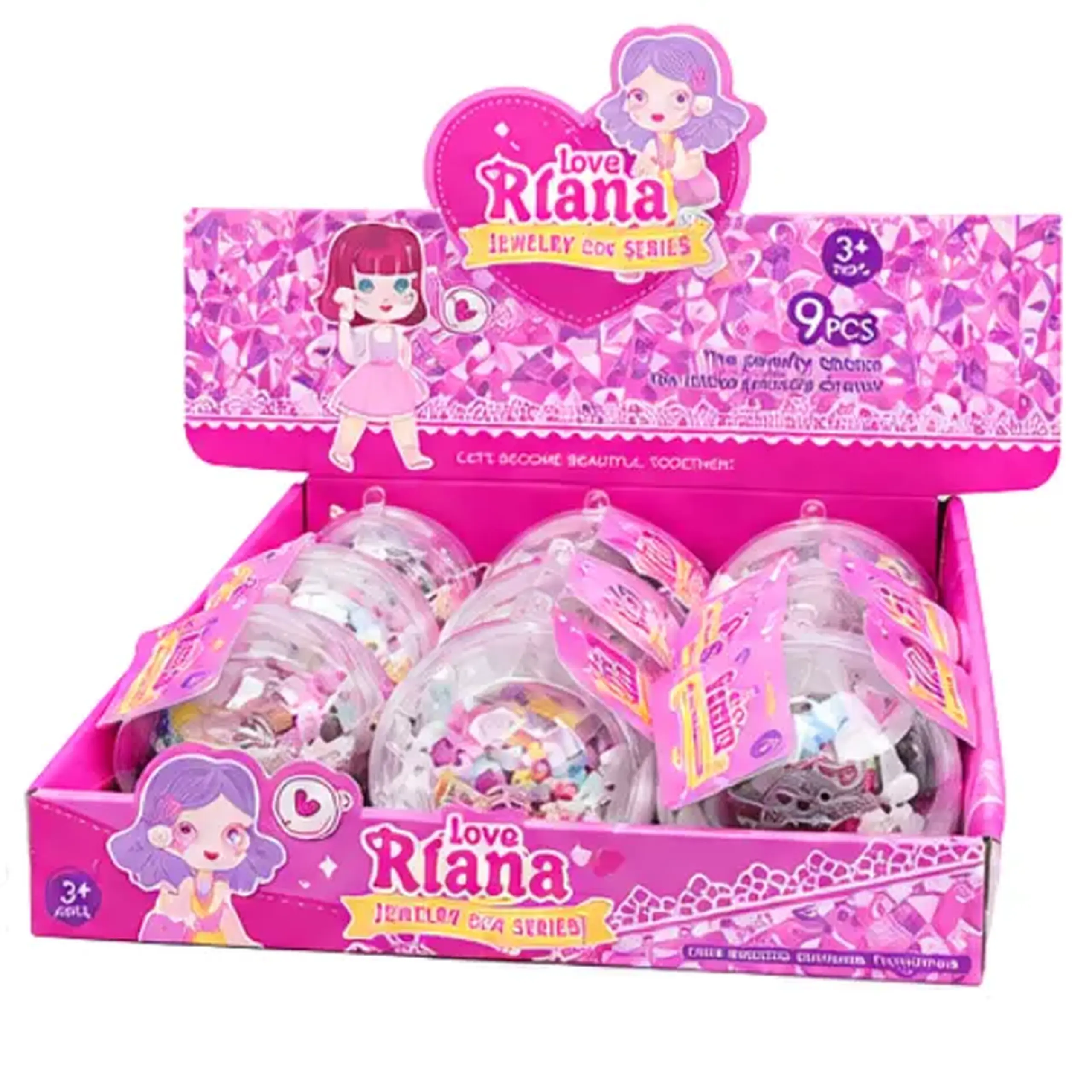 Set de joacă „Mica prințesă” cu ponei și bijuterii în glob, 4 modele