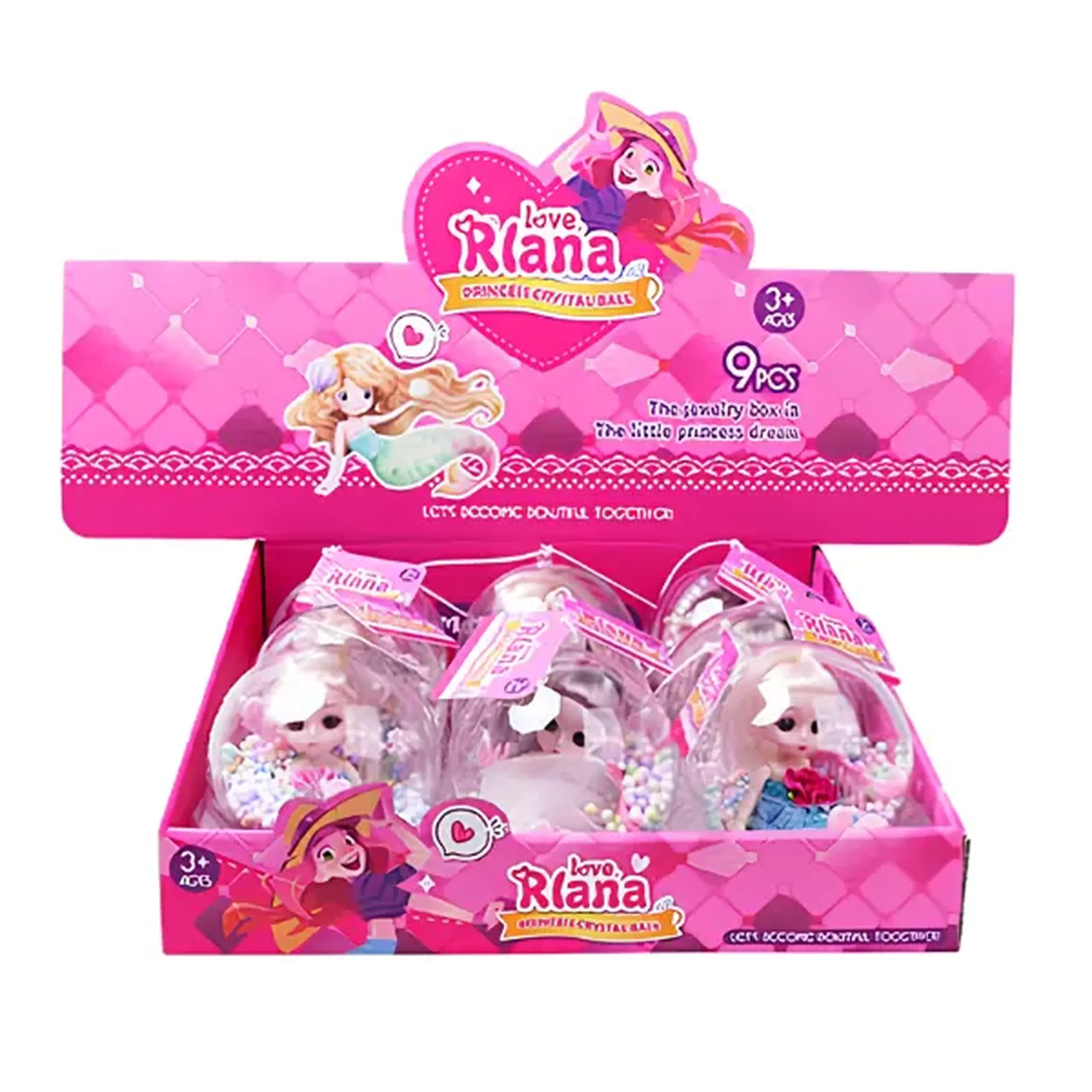 Set de joacă „Mica prințesă” cu bijuterii și păpușă în glob, 3 modele