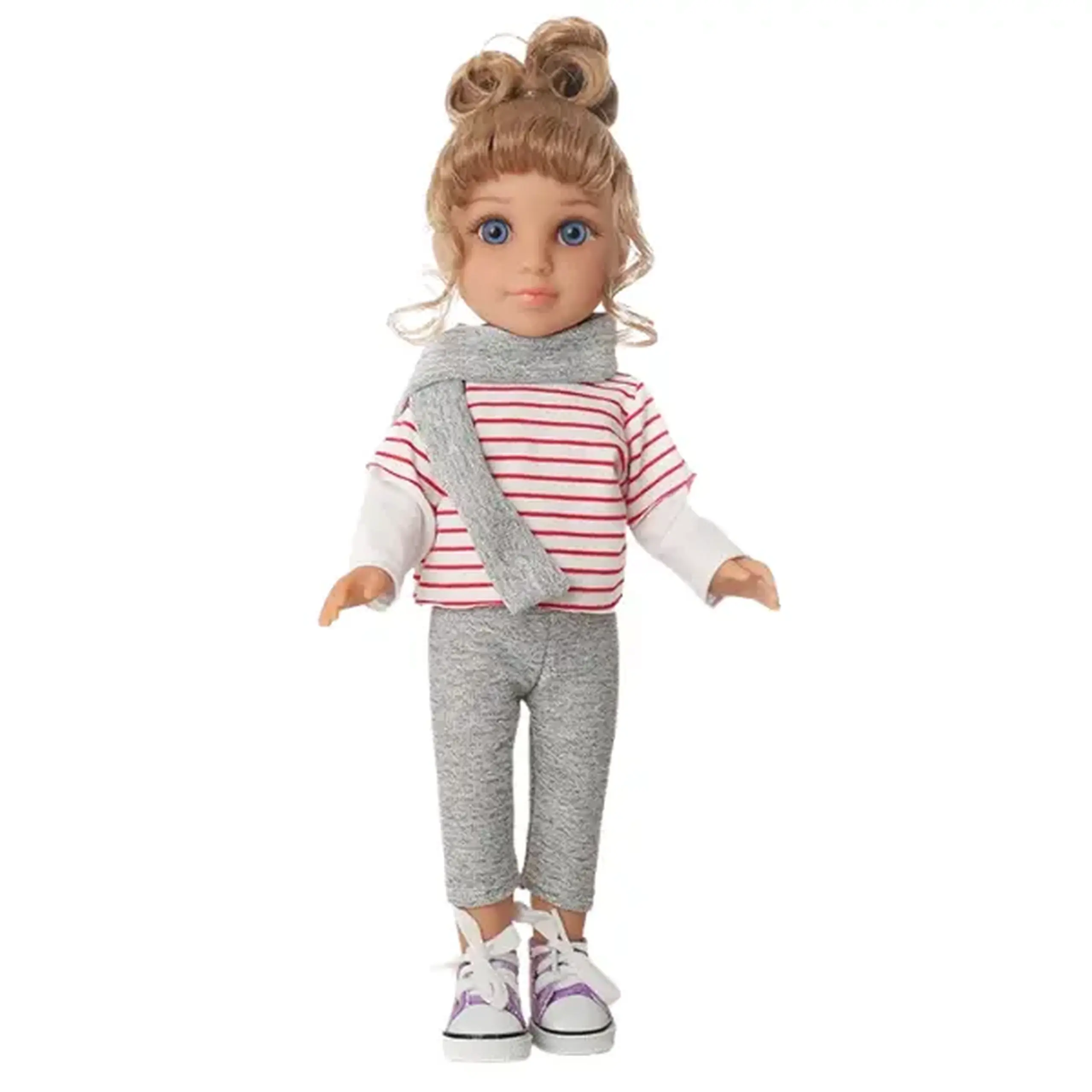 Păpușă în ținută casual cu fular, 35 cm