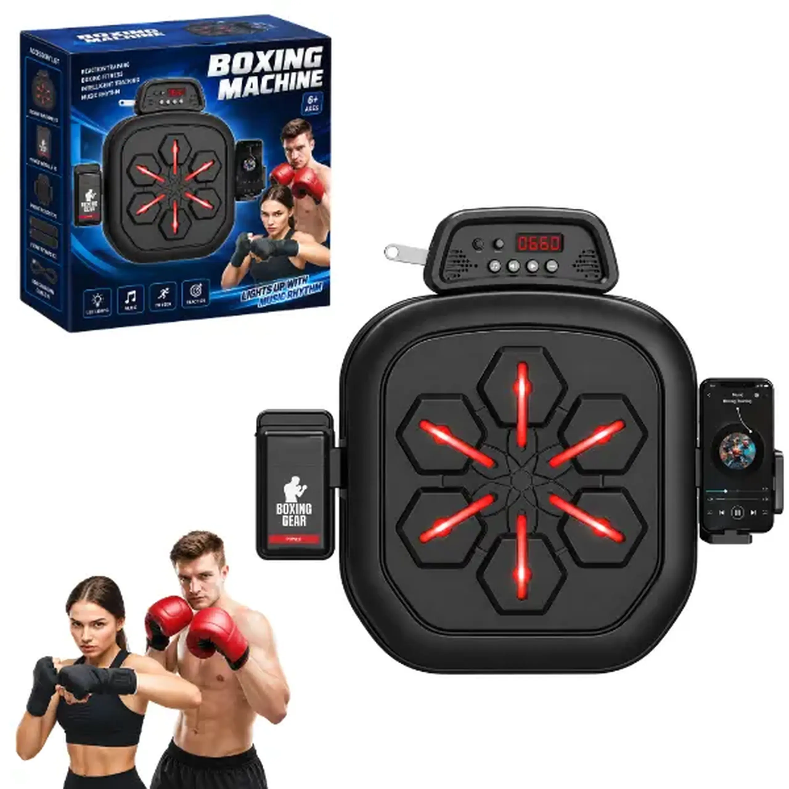 Țintă interactivă de box cu lumini și muzică, 60 cm