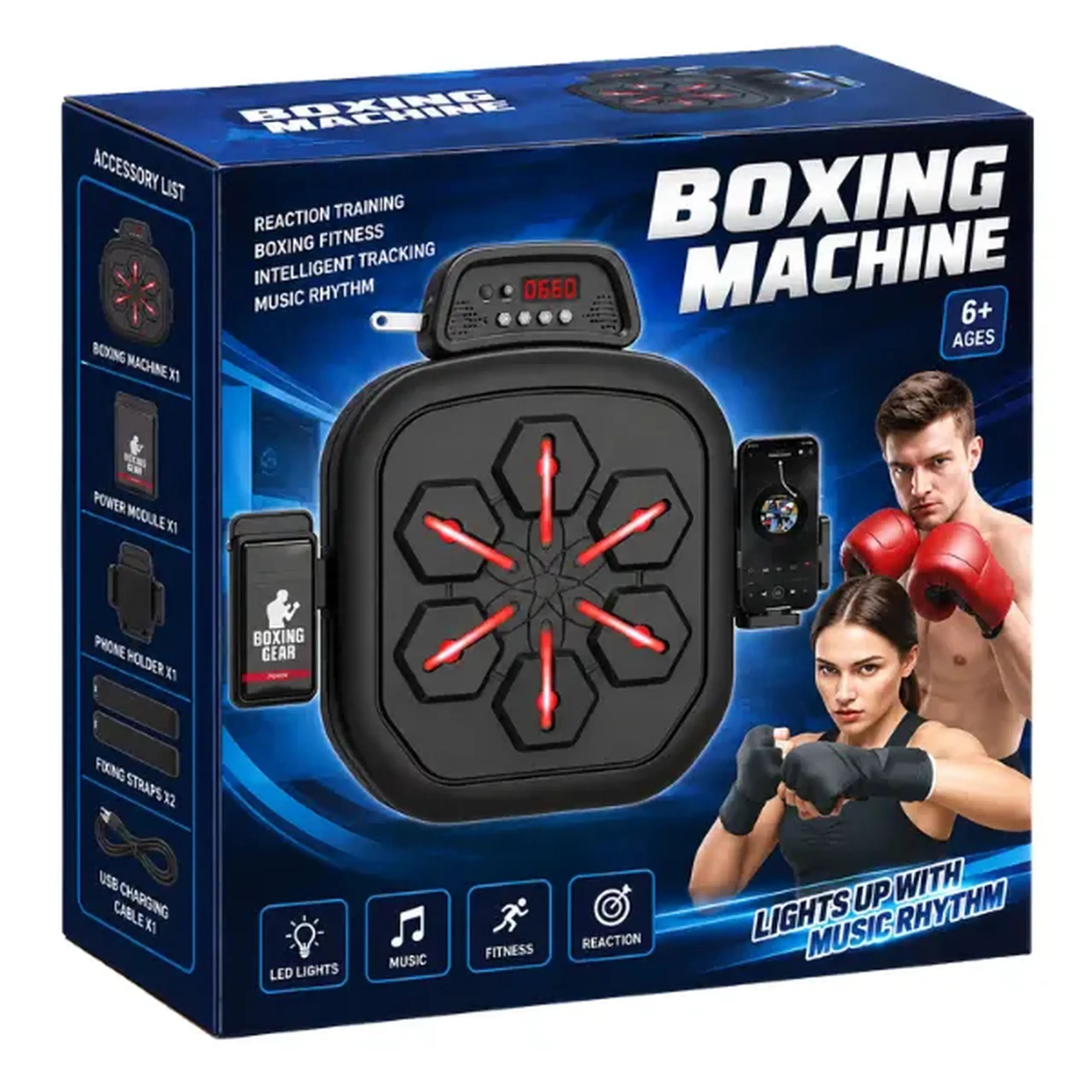 Țintă interactivă de box cu lumini și muzică, 60 cm