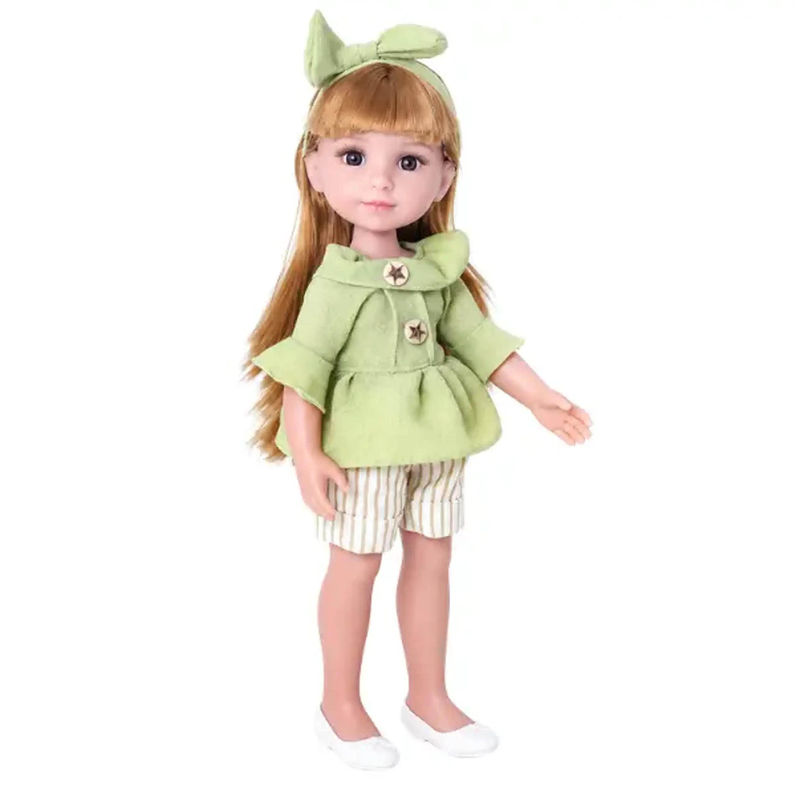 Păpușă "Jelena" în ținută verde, 38 cm