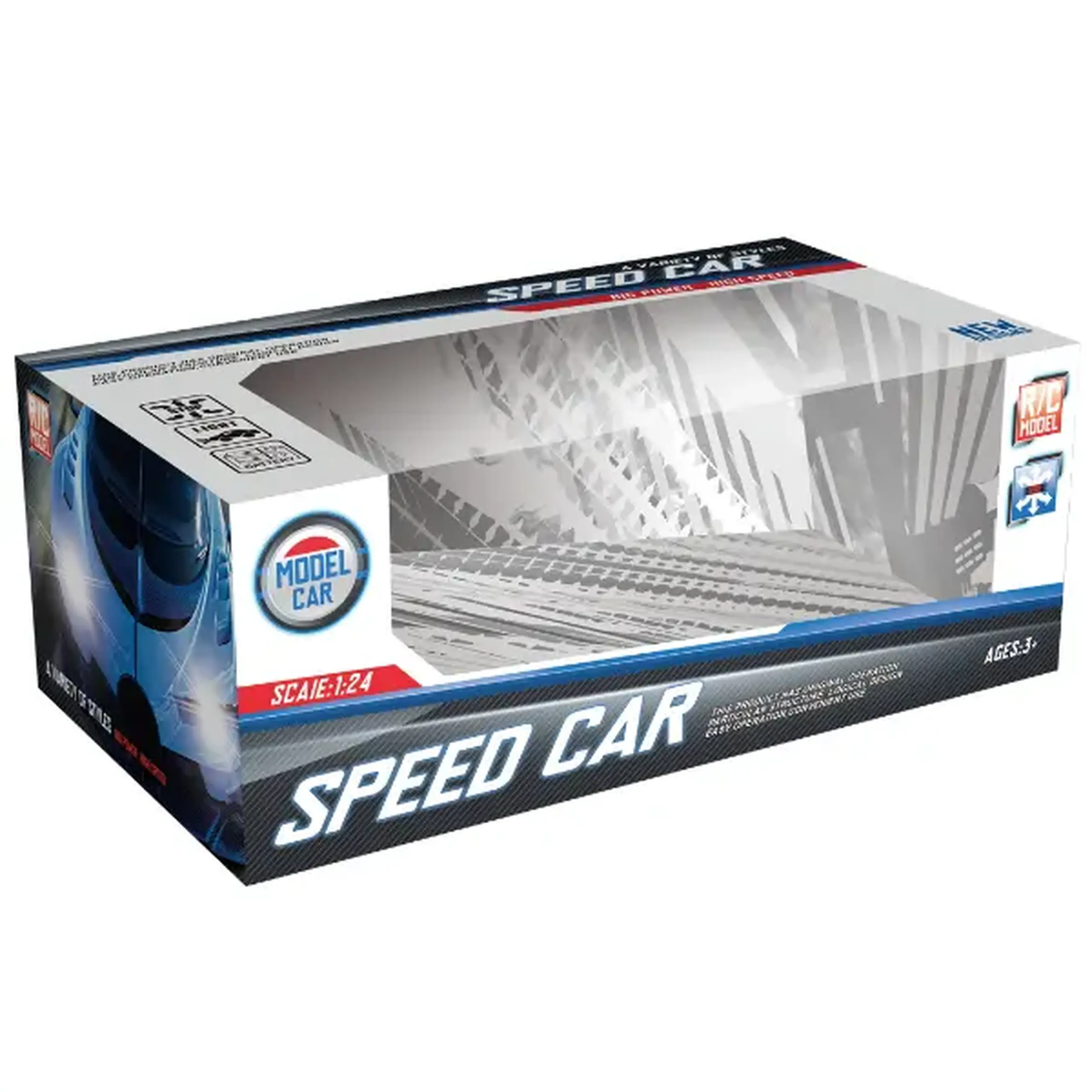 1:24 Mașină sport cu telecomandă: tracțiune integrală 4WD, efecte luminoase, 3 culori