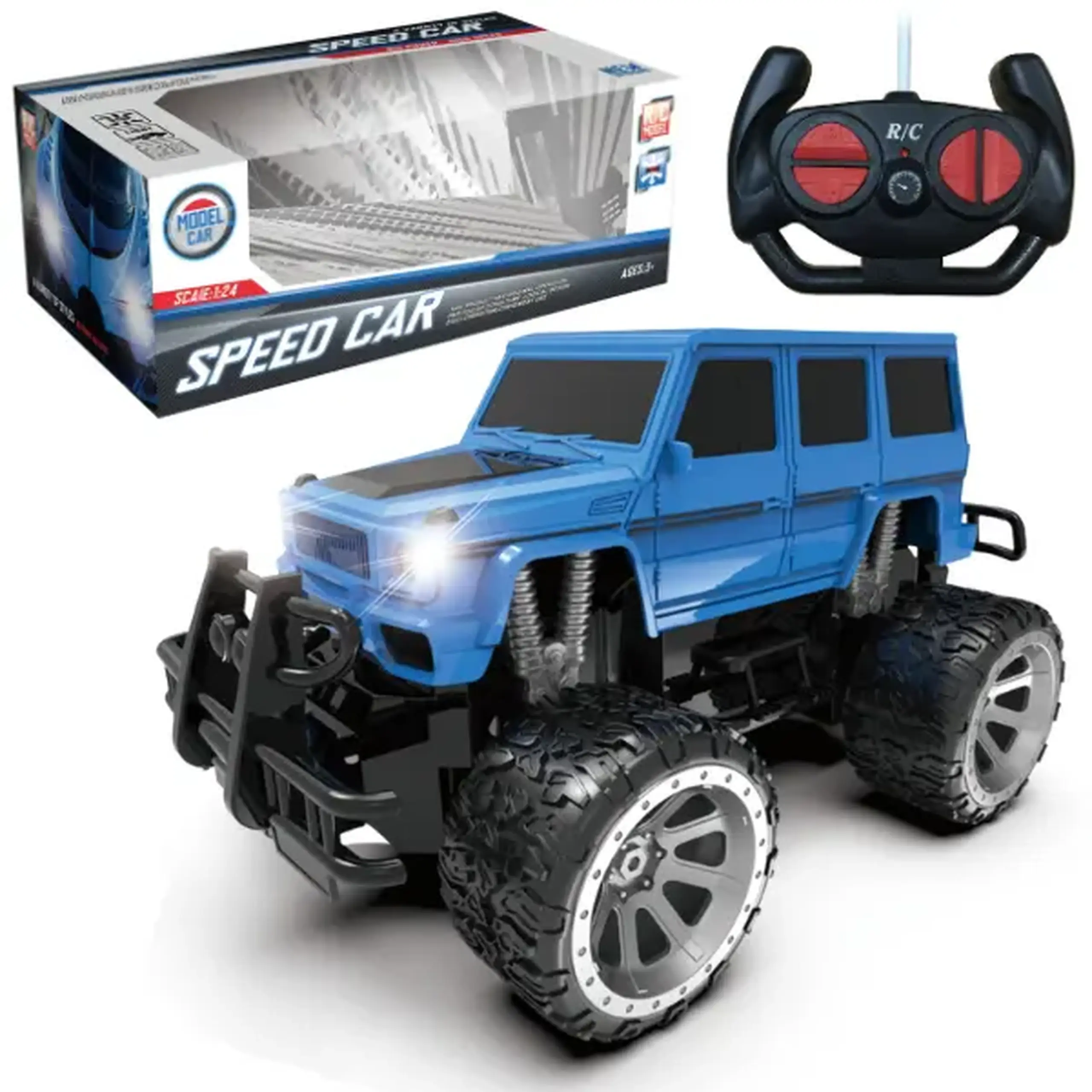 1:16 Mașină cu telecomandă „Big G Off-road”: roți mari, 3 culori