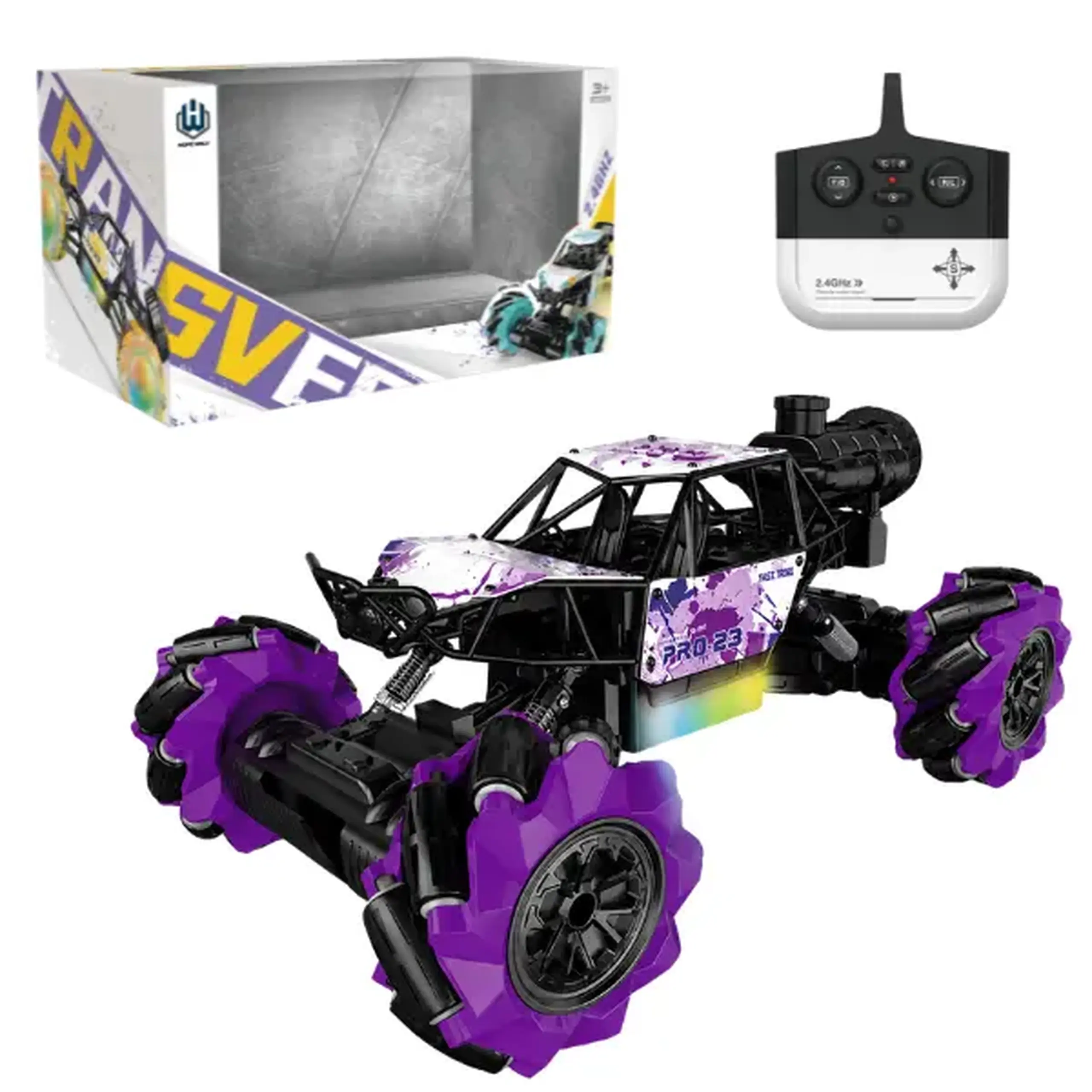 1:14 Mașină cu telecomandă: cu acumulator, efect de abur și lumină, 3 culori