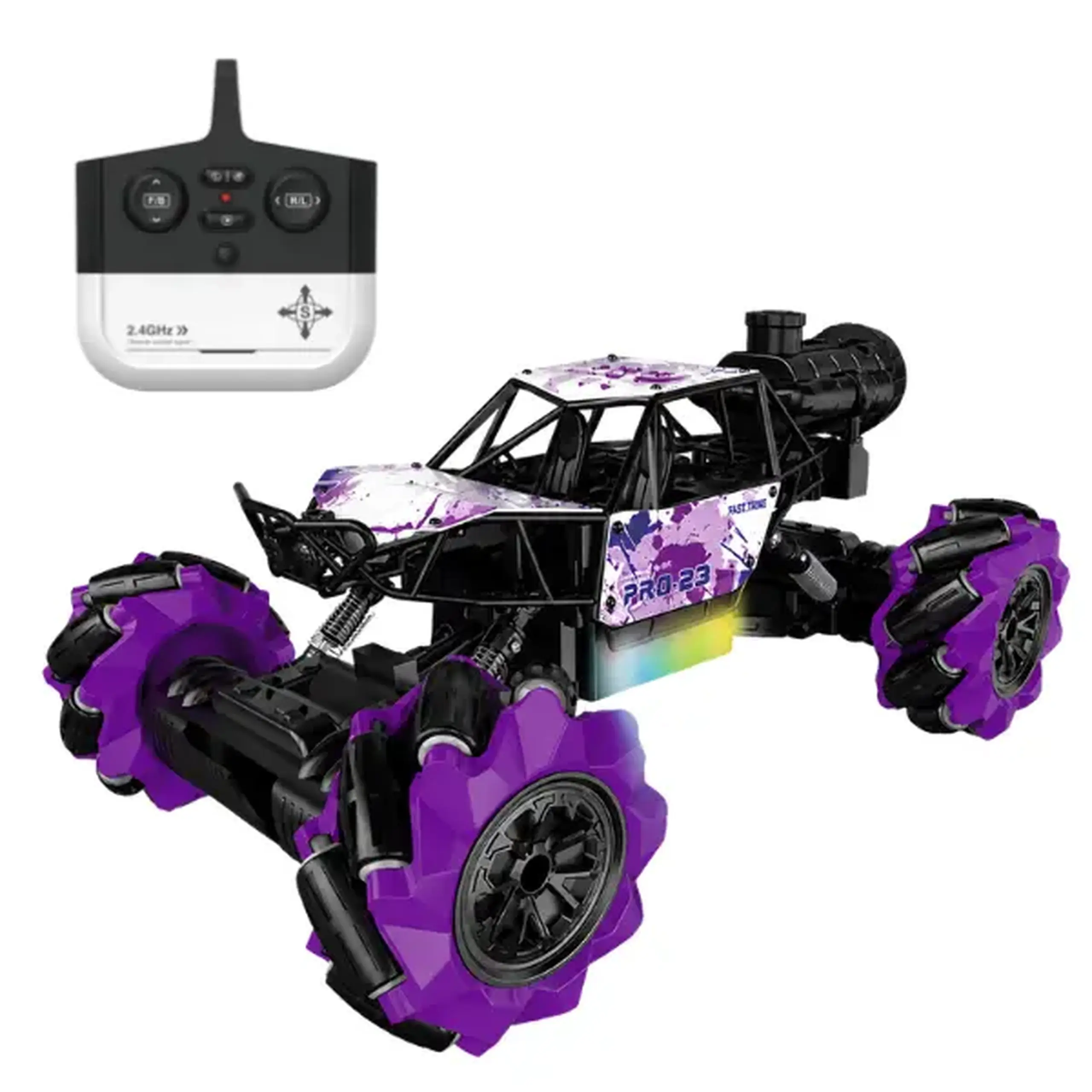 1:14 Mașină cu telecomandă: cu acumulator, efect de abur și lumină, 3 culori