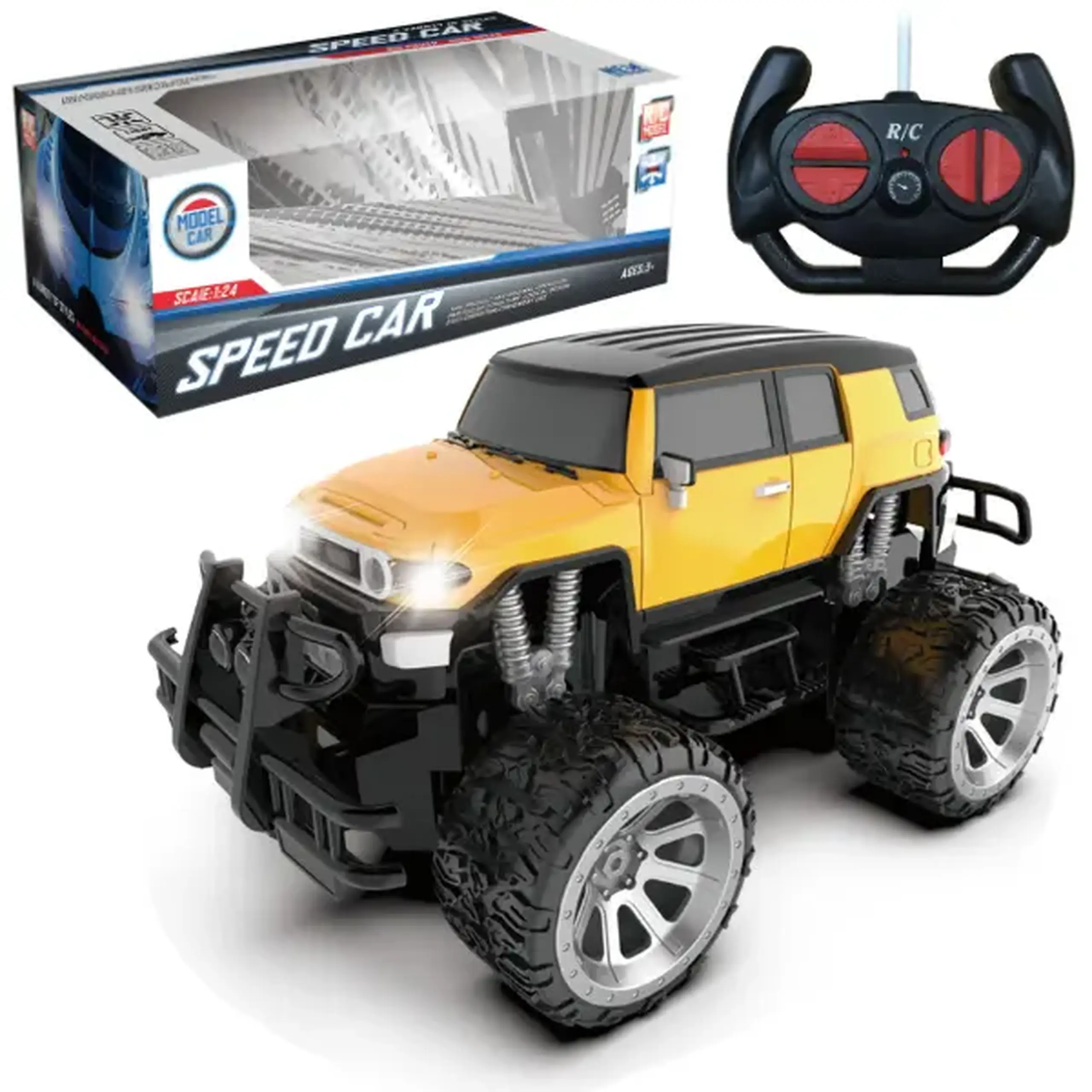 1:16 Mașină cu telecomandă „Off-road”: roți mari, 3 culori