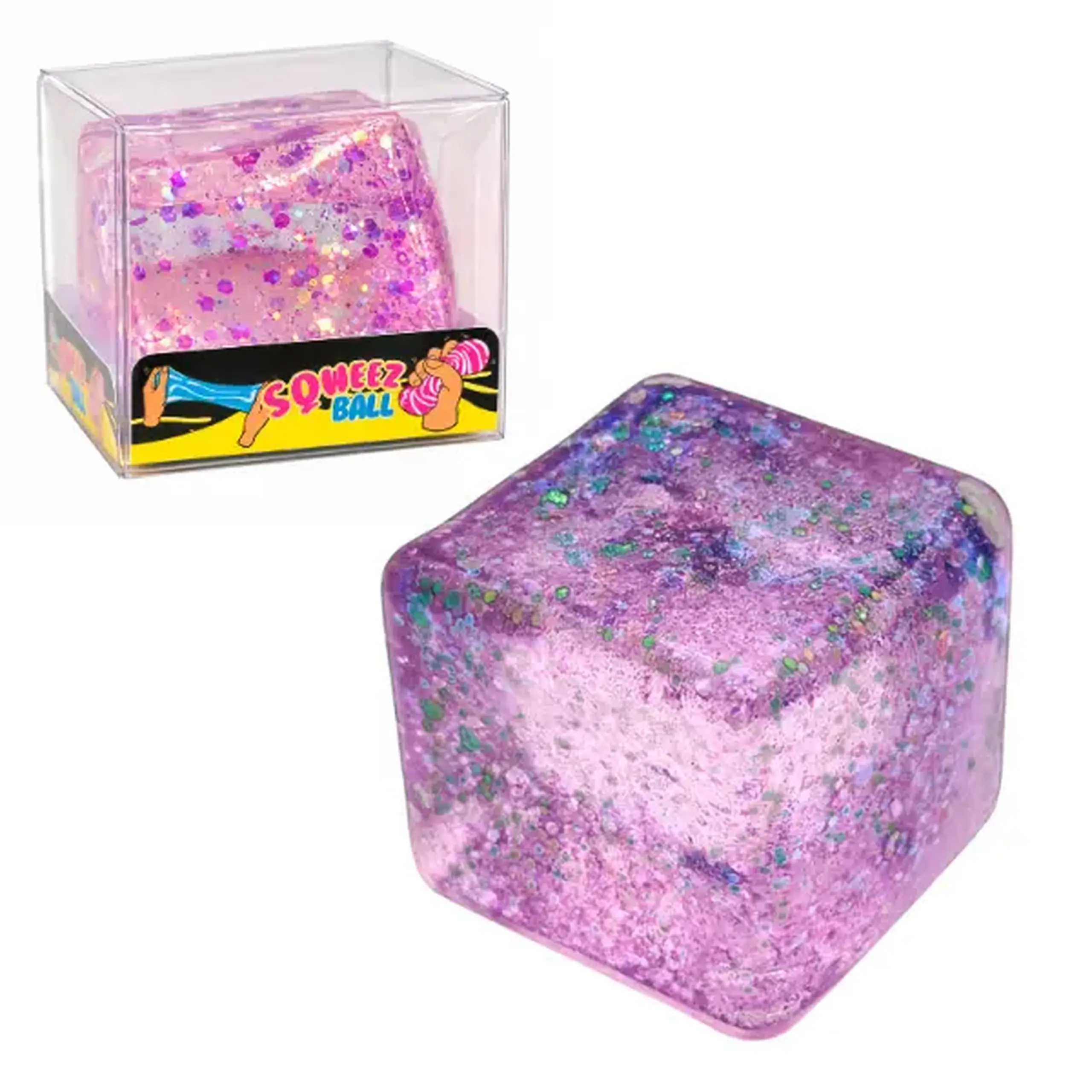 Cub antistres „Magic Glitter Ice Cube” cu sclipici, 5×5×5 cm, mov