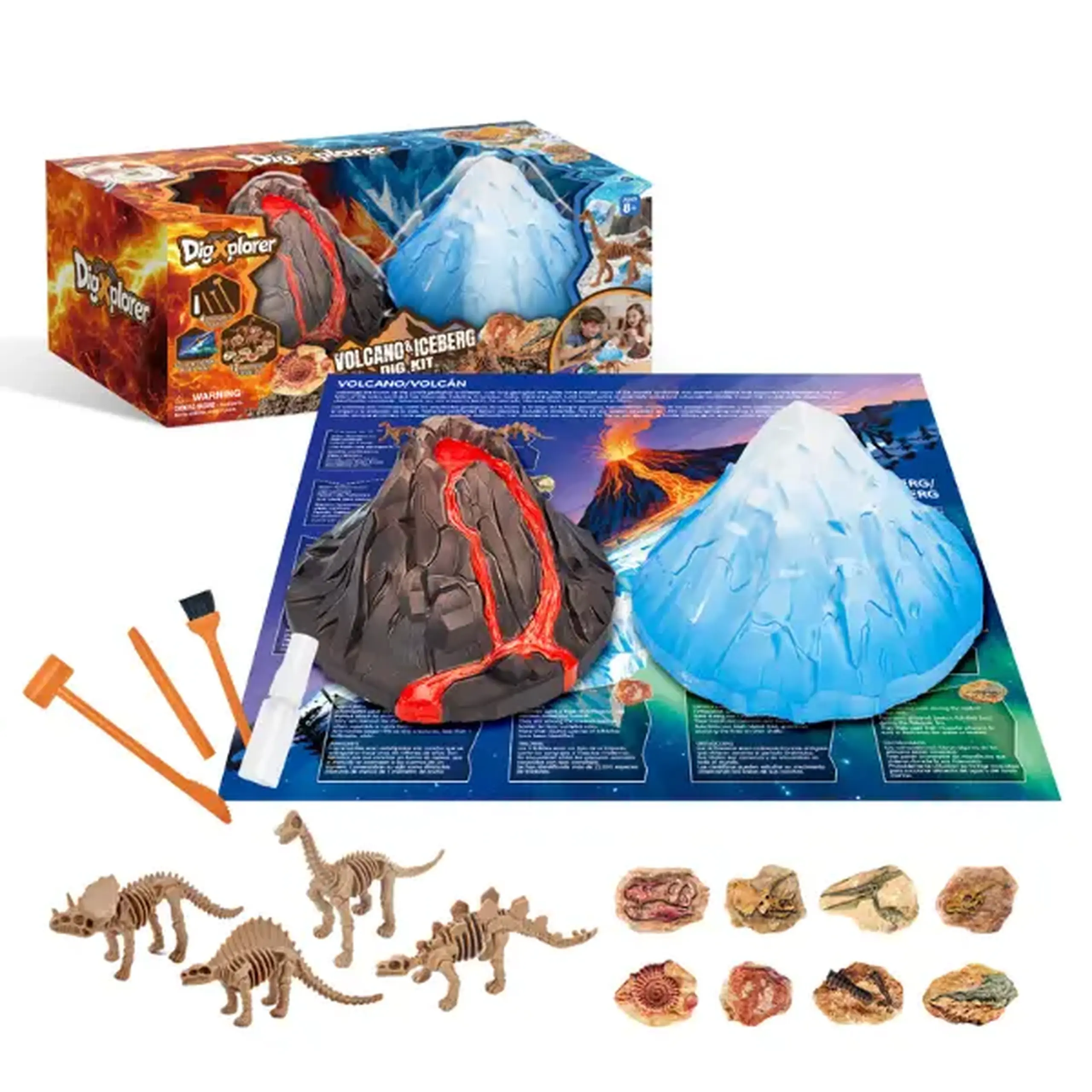 Set STEM pentru excavare „Vulcan și aisberg”, 12 descoperiri