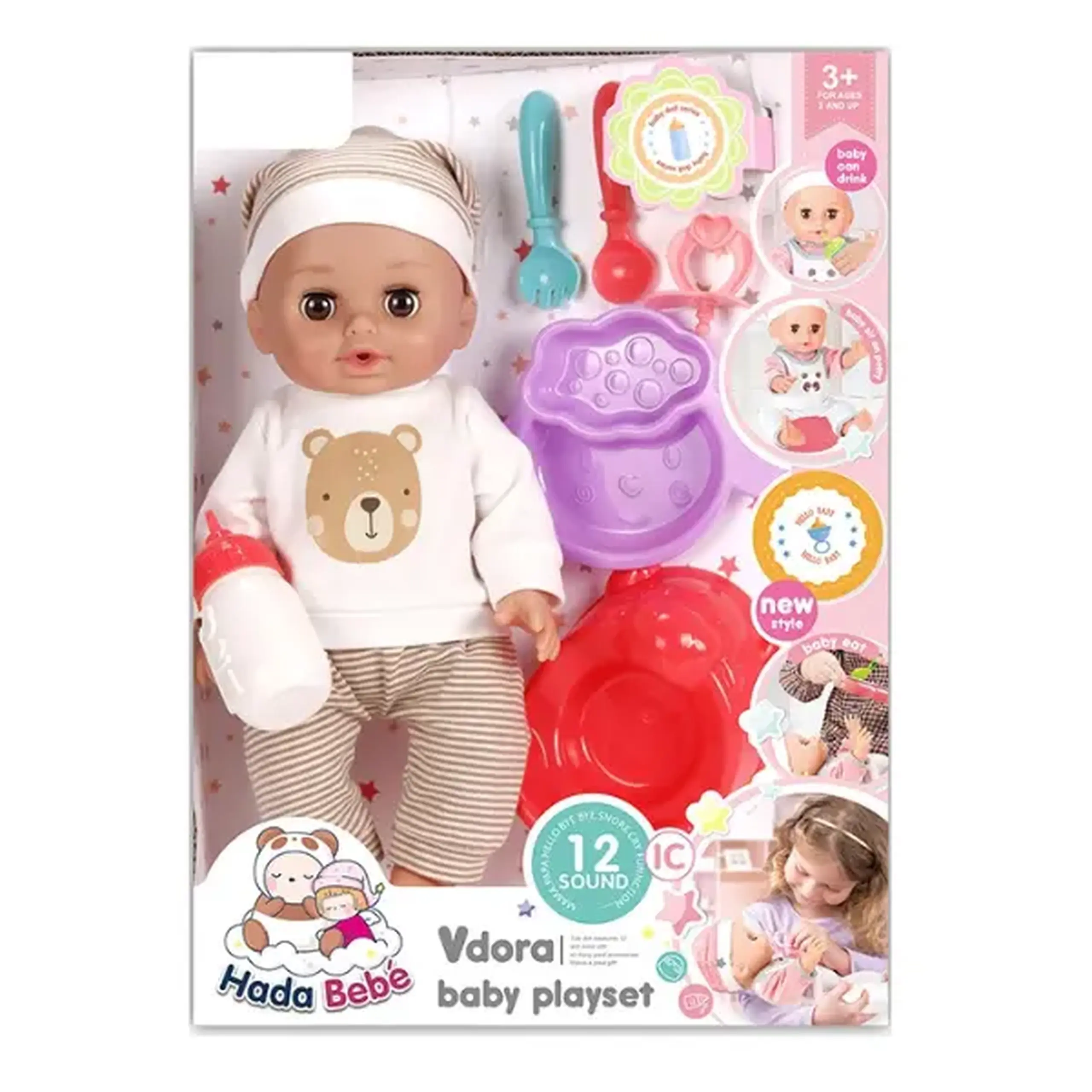 Set de joacă „Păpușă vorbitoare în pijama cu accesorii”