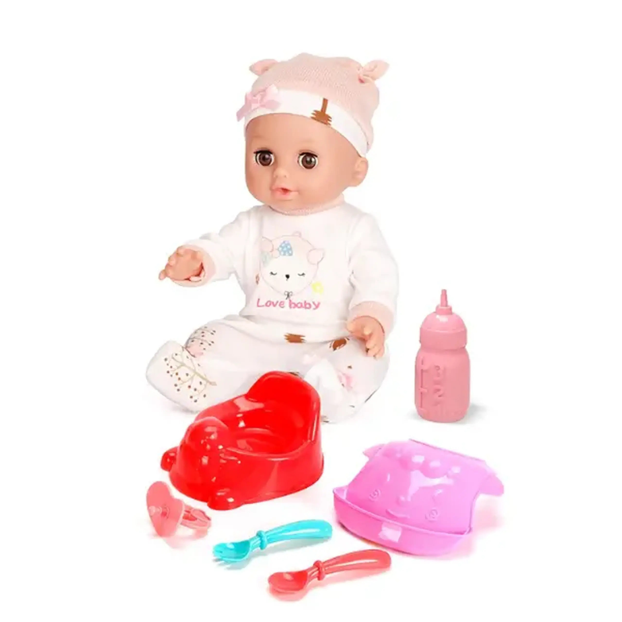 Set de joacă „Păpușă vorbitoare în costumaș roz cu accesorii”