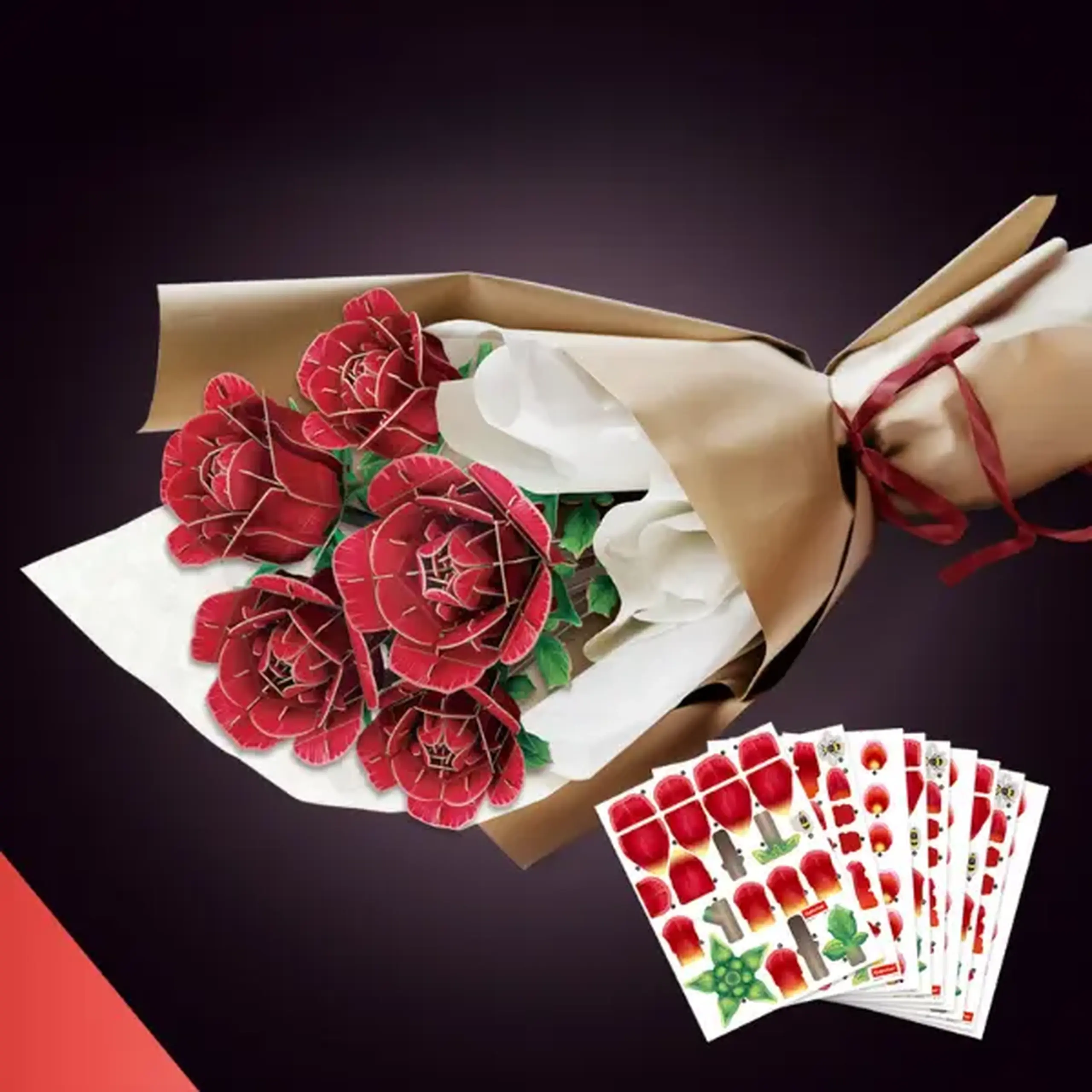 3D puzzle "Buchet de flori – Trandafiri roșii", 312 elem.