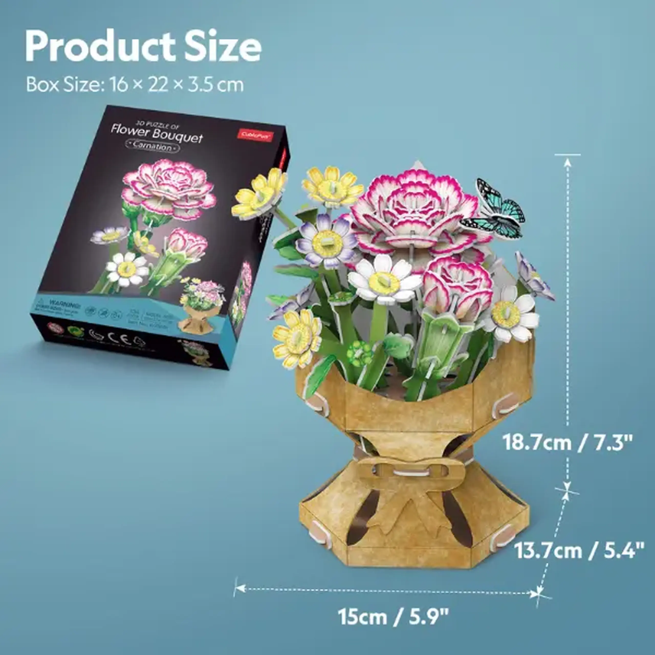 3D puzzle "Buchet de flori – Garoafă", 134 elem.