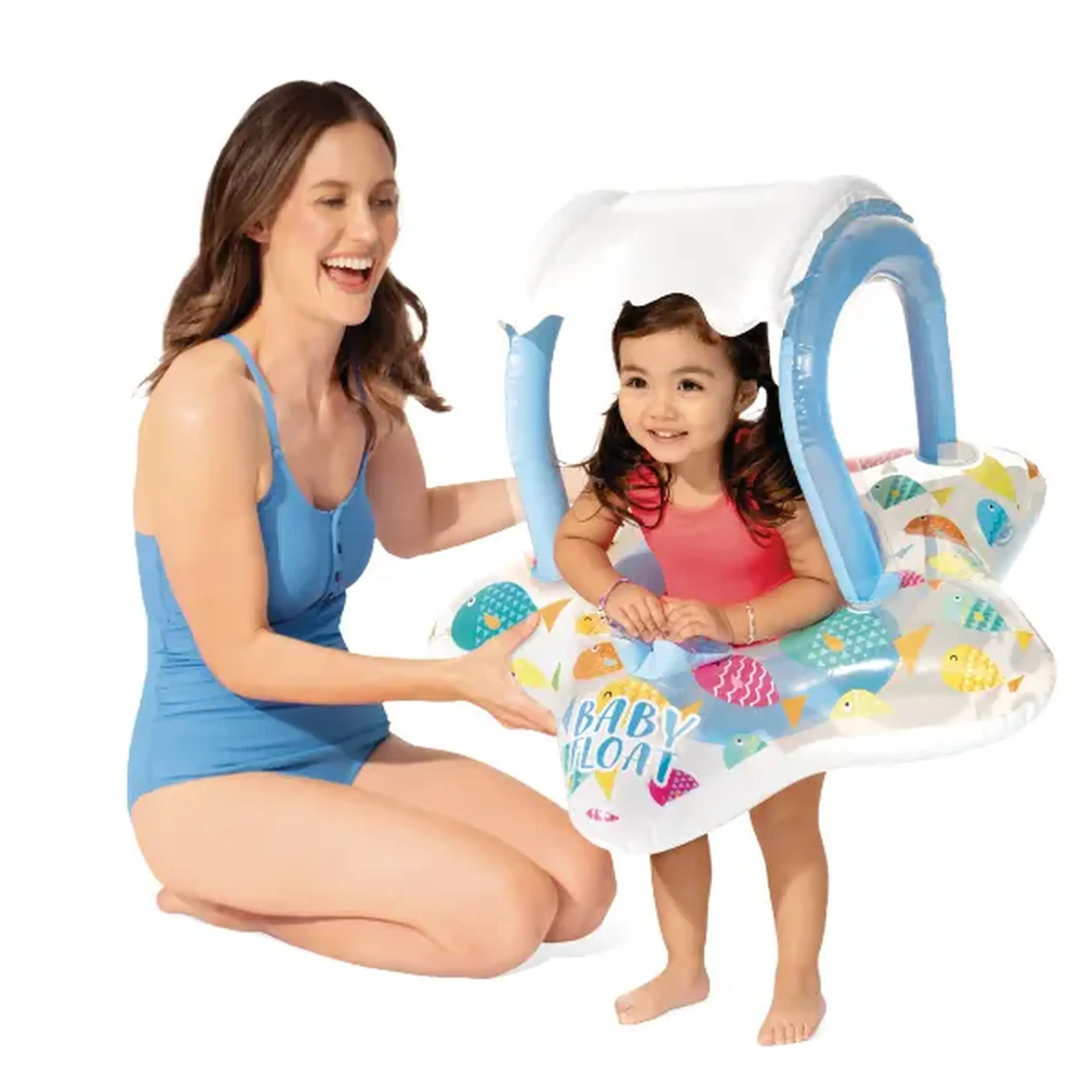 INTEX Cerc gonflabil cu decupaje pentru picioare și baldachin 81х79 cm, până la 15kg, 1-2 ani
