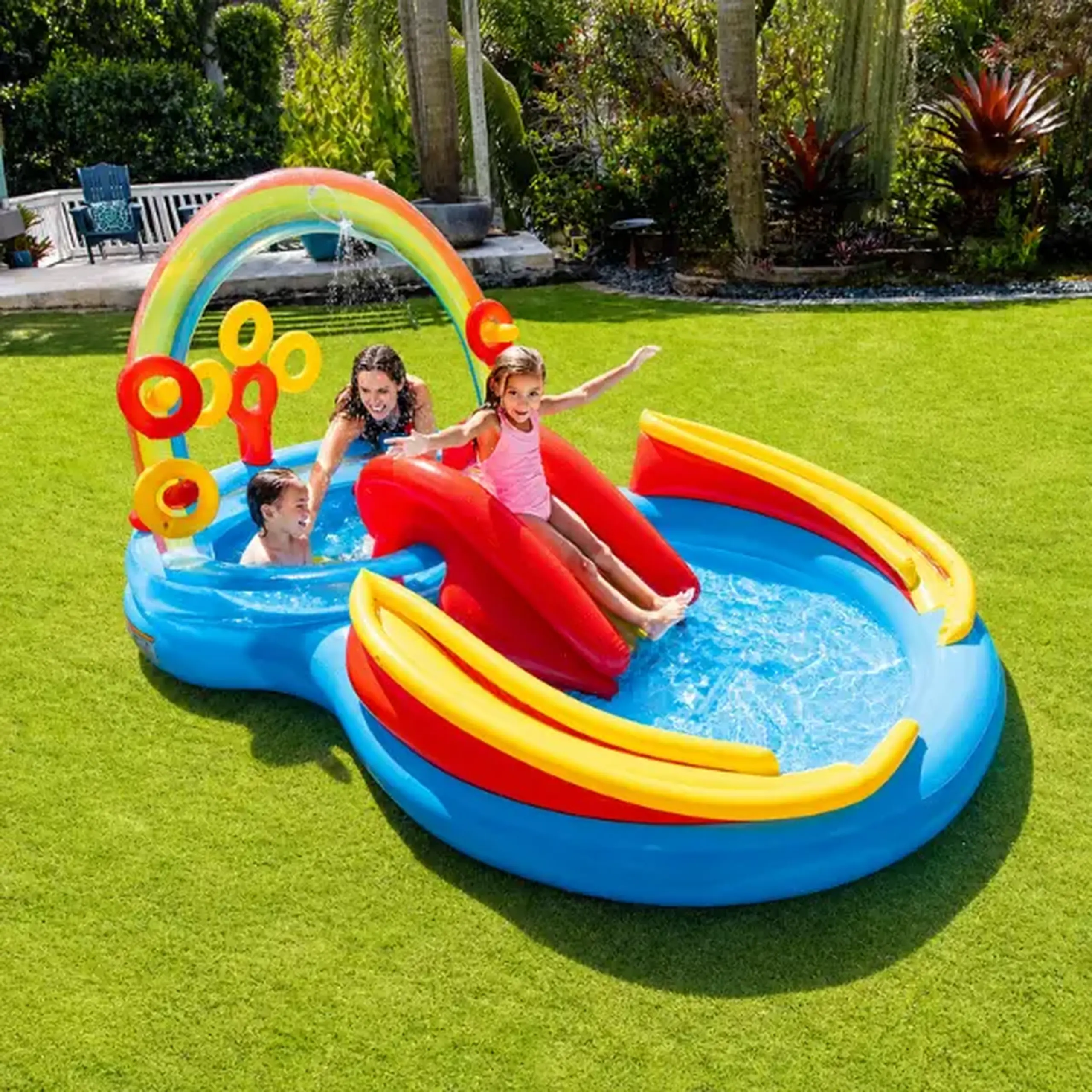 INTEX Centrul de joacă gonflabil "Curcubeu" 297x193x135 cm, 381 L, până la 81 kg, 2+