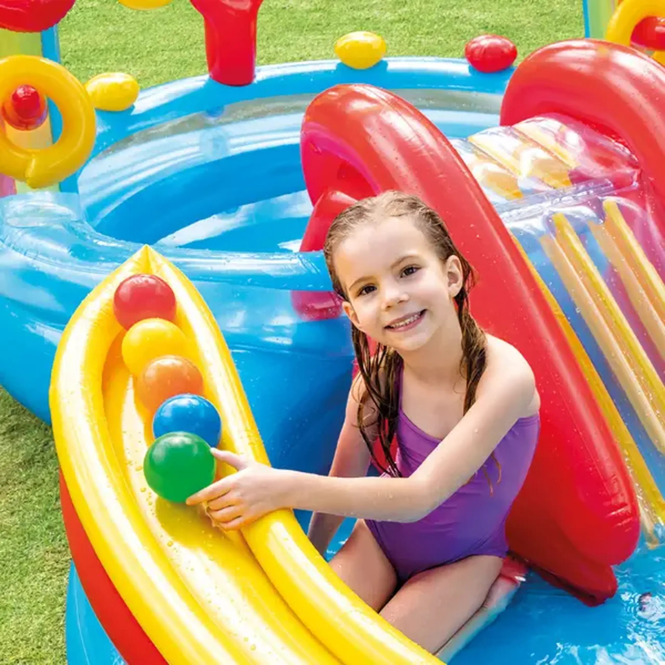 INTEX Centrul de joacă gonflabil "Curcubeu" 297x193x135 cm, 381 L, până la 81 kg, 2+