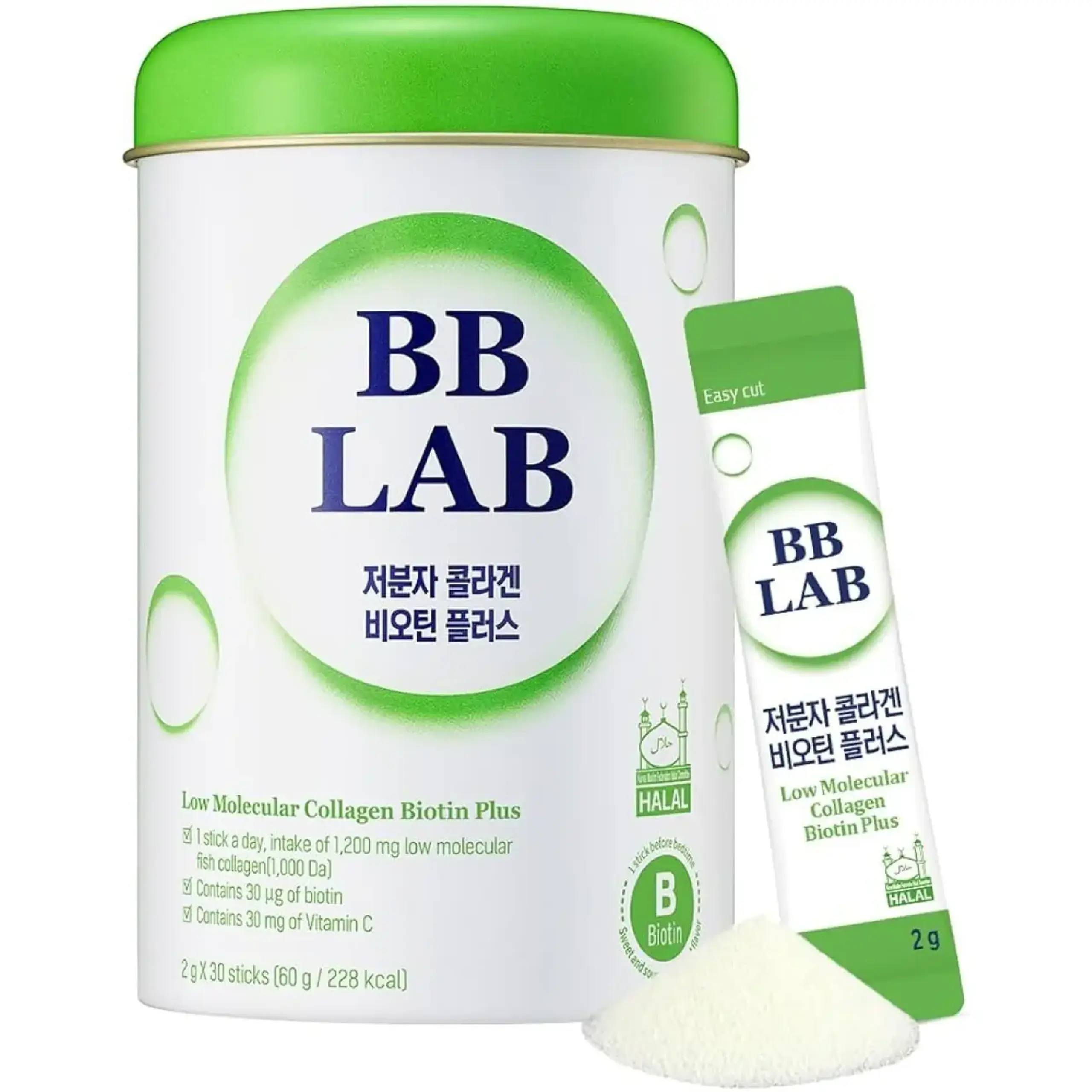 BB Lab, Low Molecular Collagen of Biotin Plus, 60 g