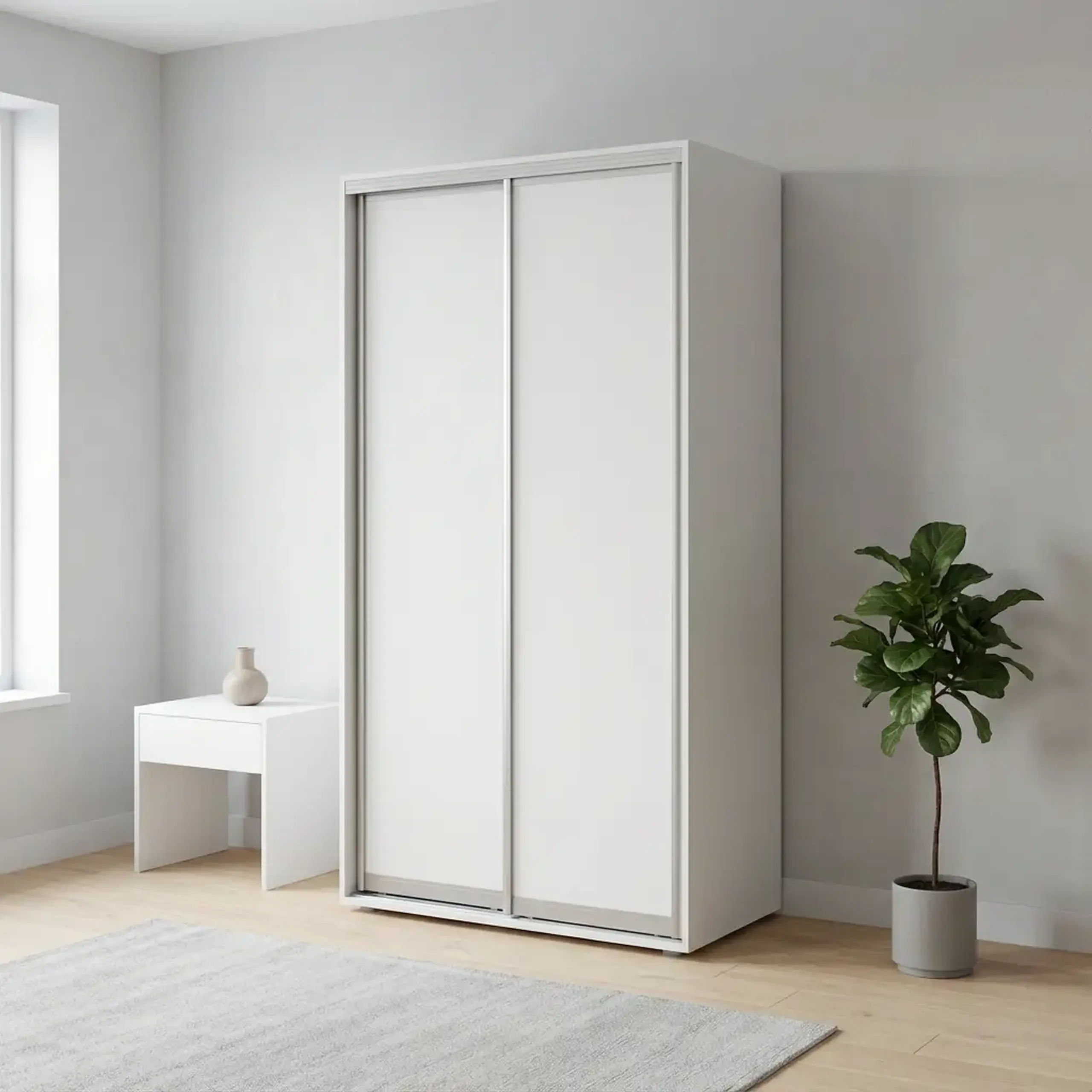 Dulap Cupe Fenix cu 2 usi, 2 PAL, Alb, 110x60x240 cm
