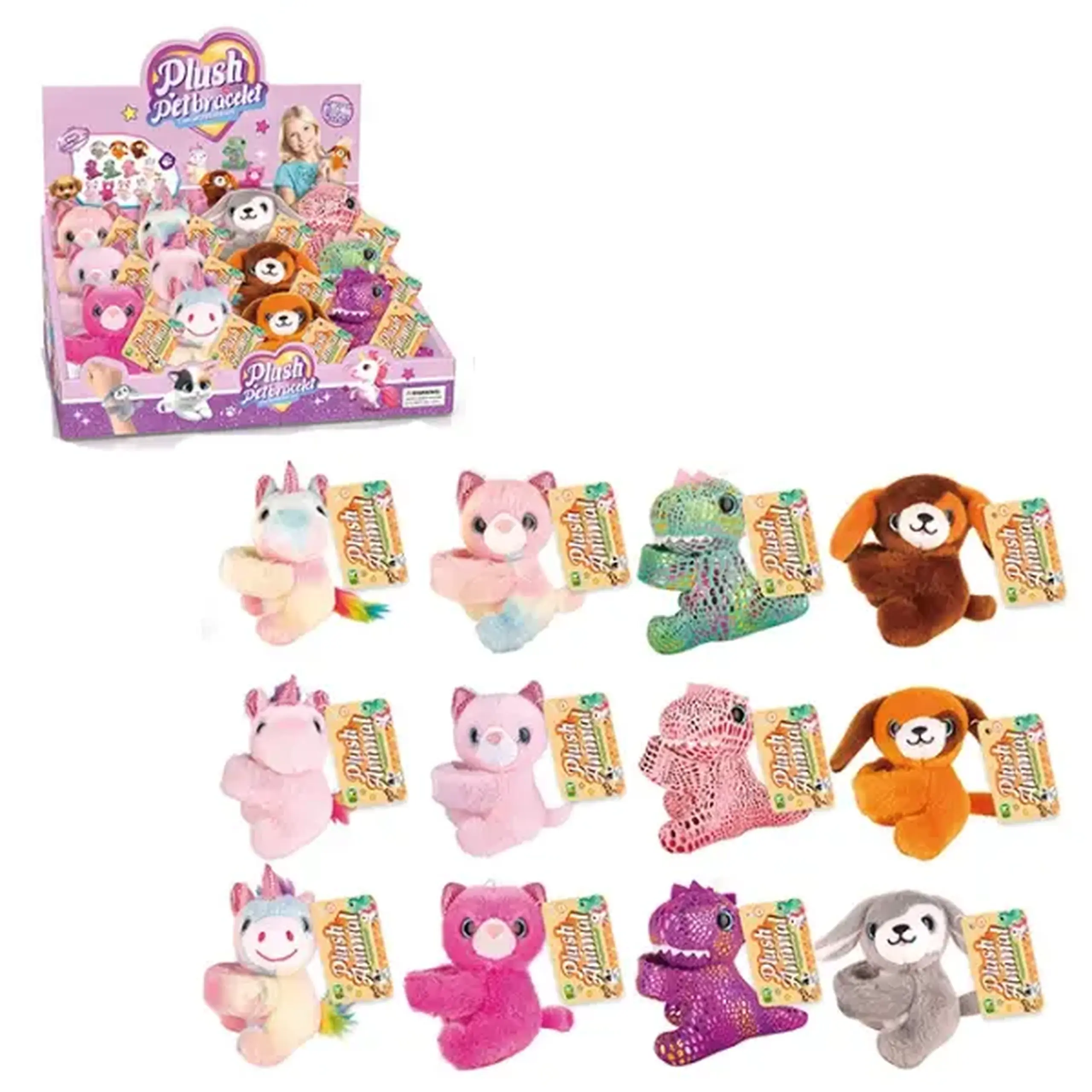 #04 Jucărie de pluș tip brățară „Plush Pet Bracelet”, 10 cm, 12 modele