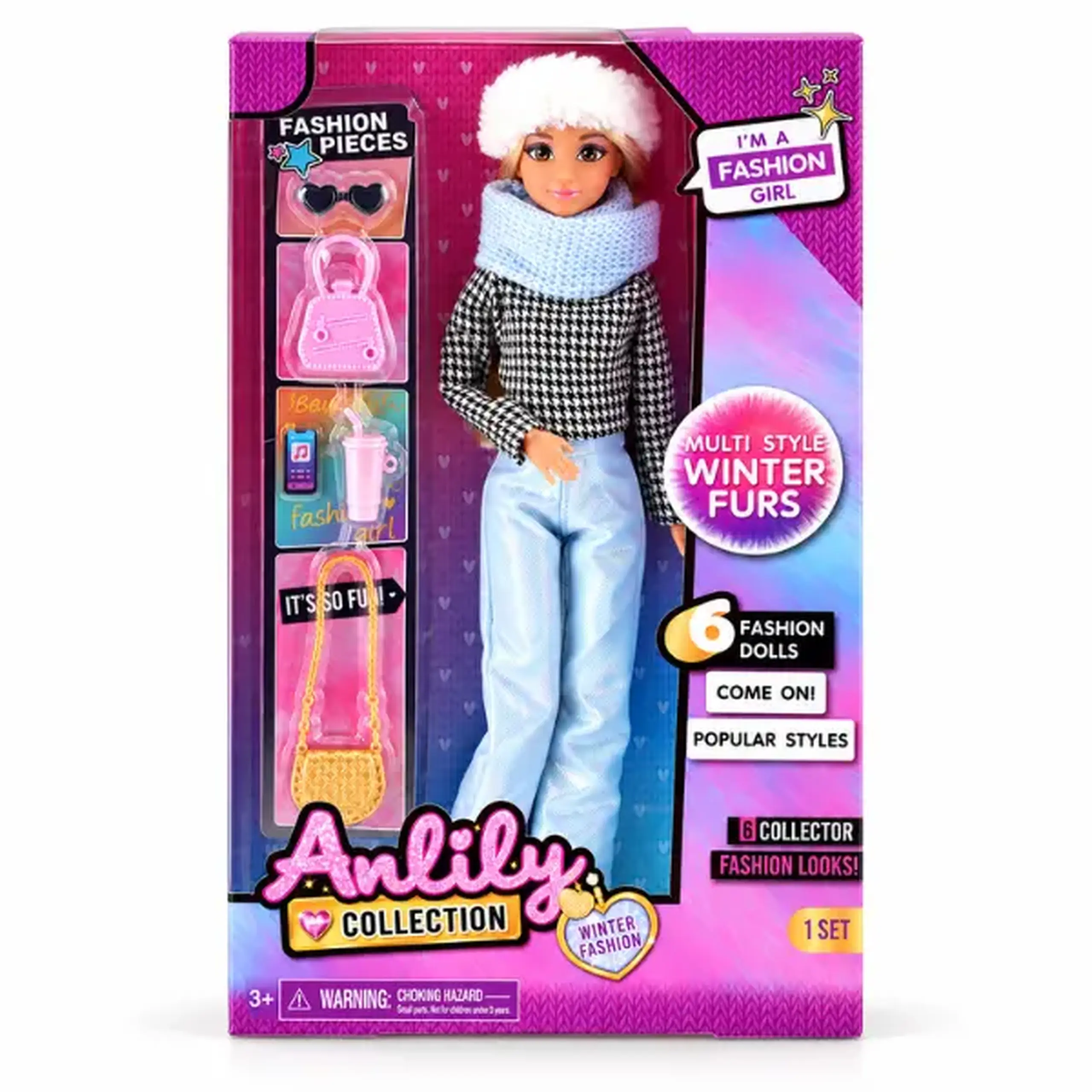 #05 Păpușă fashion „Ținută de iarnă” cu accesorii, 29 cm