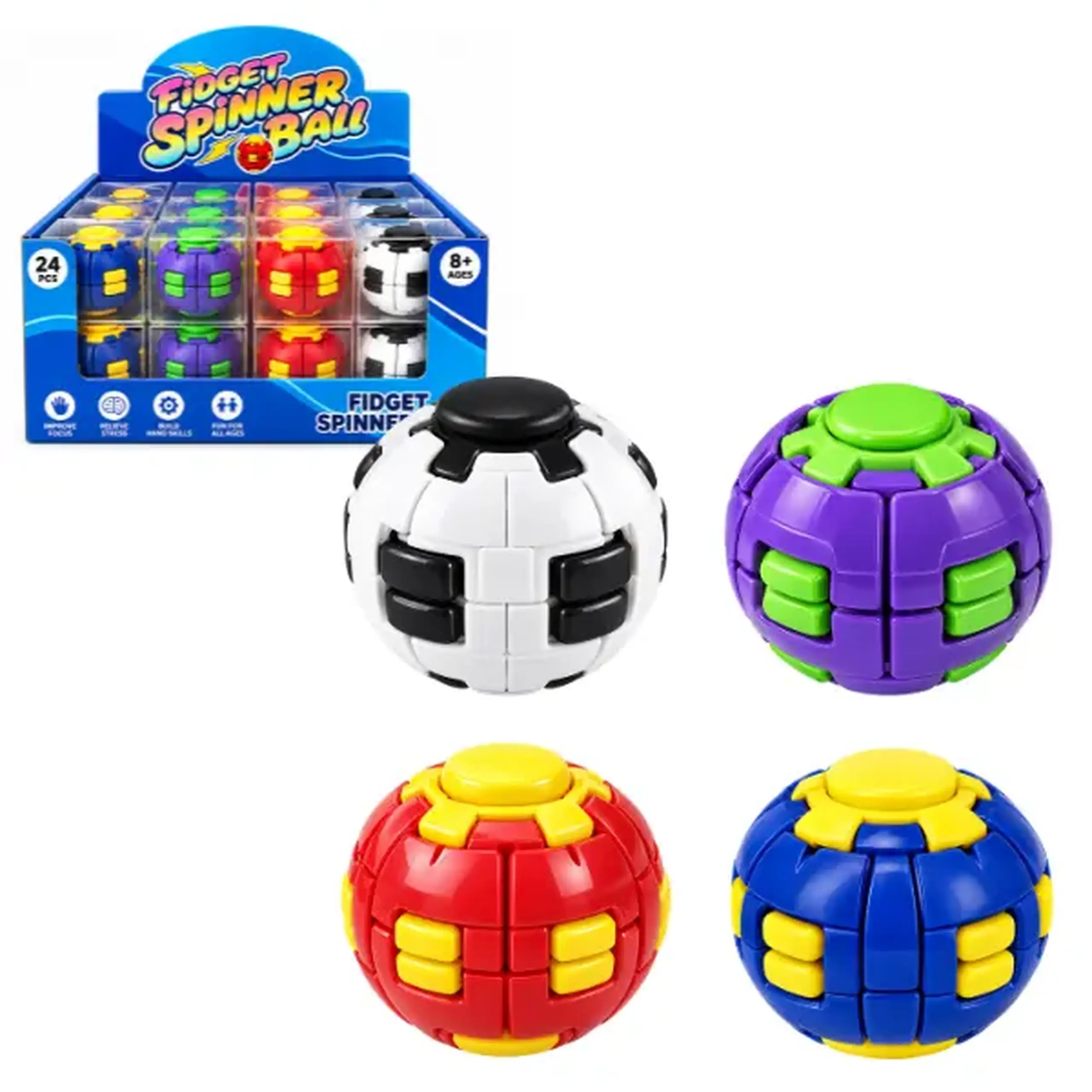 #05 Jucărie antistres „Fidget Spinner Ball”, minge 3D rotativă, 6 cm, 4 modele
