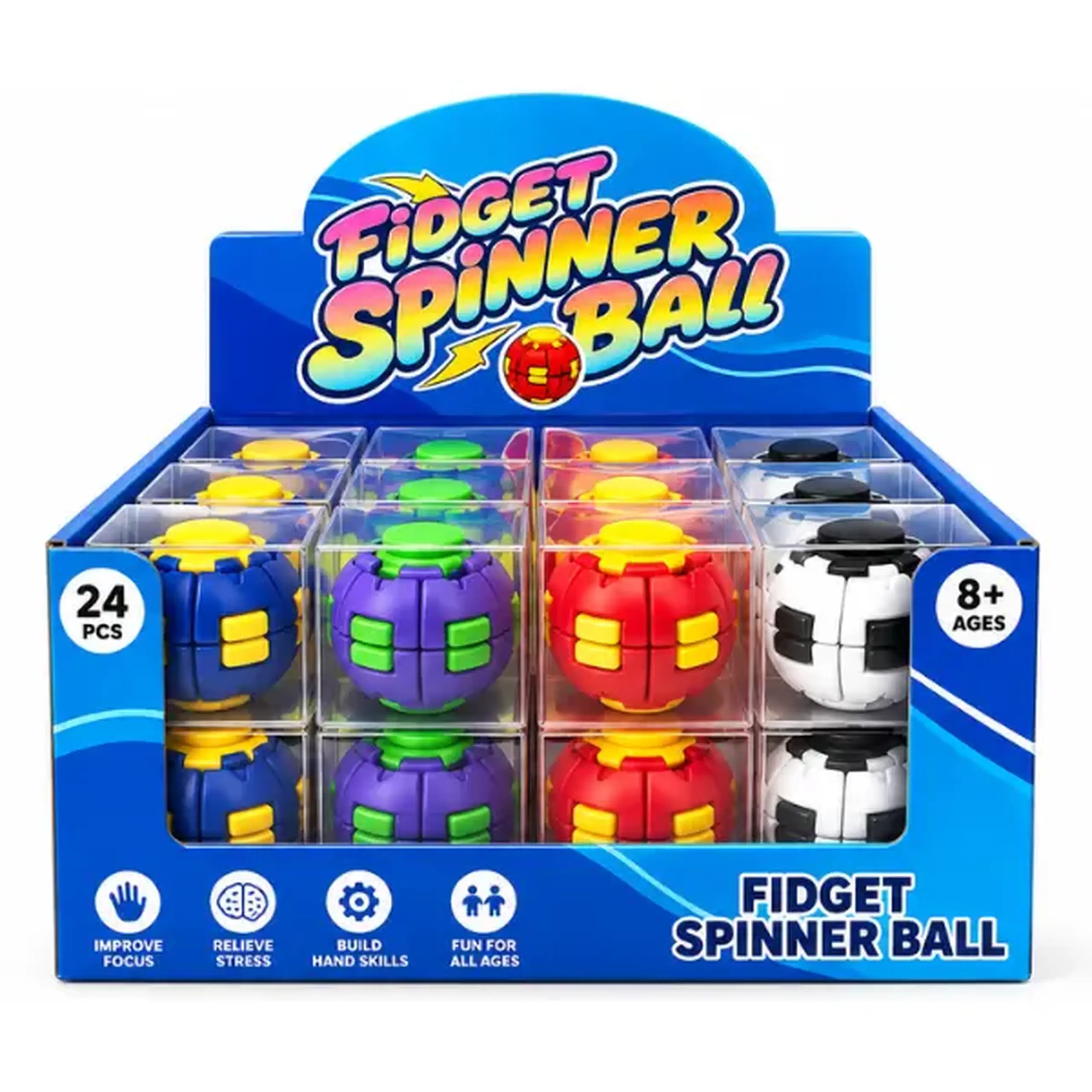 #05 Jucărie antistres „Fidget Spinner Ball”, minge 3D rotativă, 6 cm, 4 modele