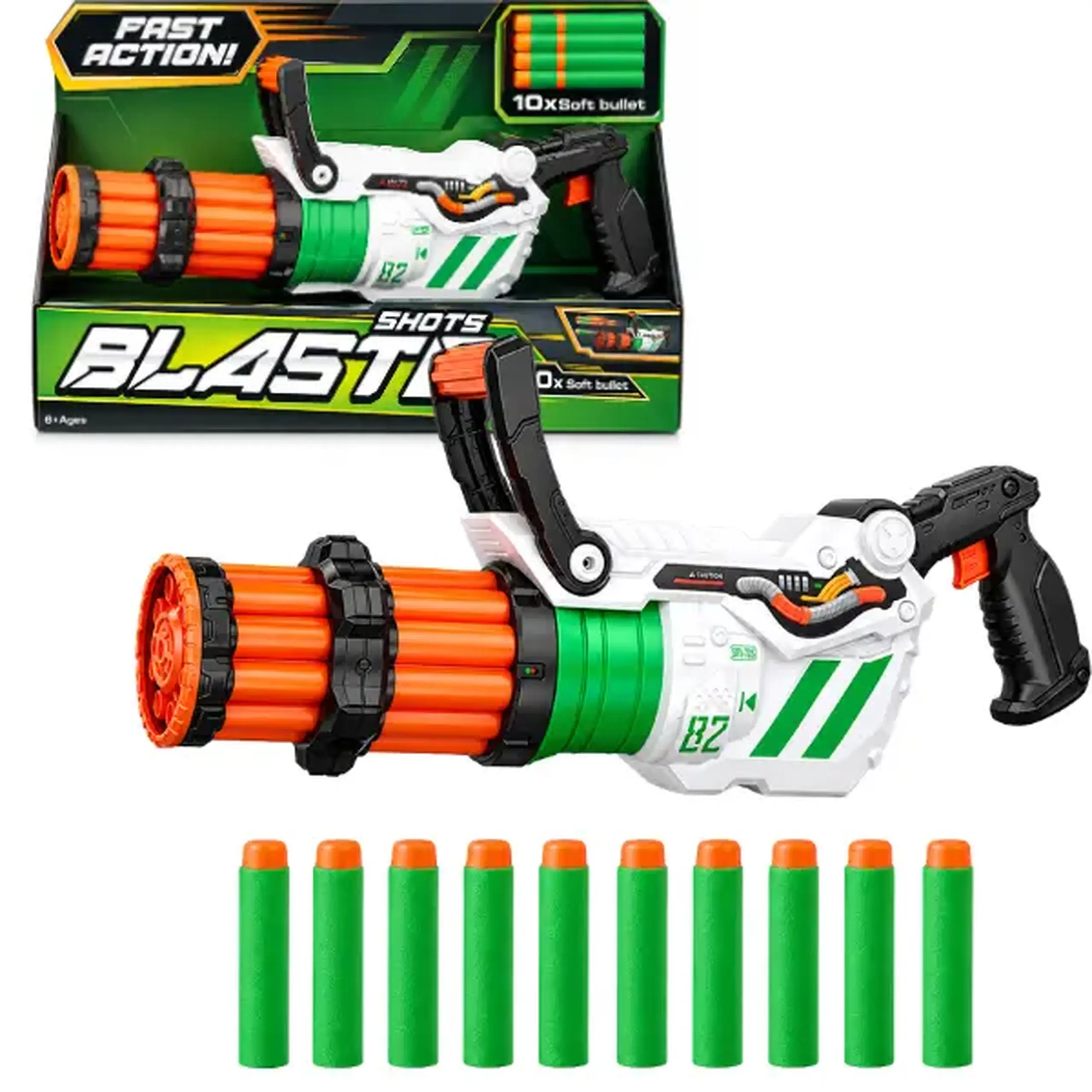 #05 Blaster de jucărie cu butoiaș și 10 gloanțe moi