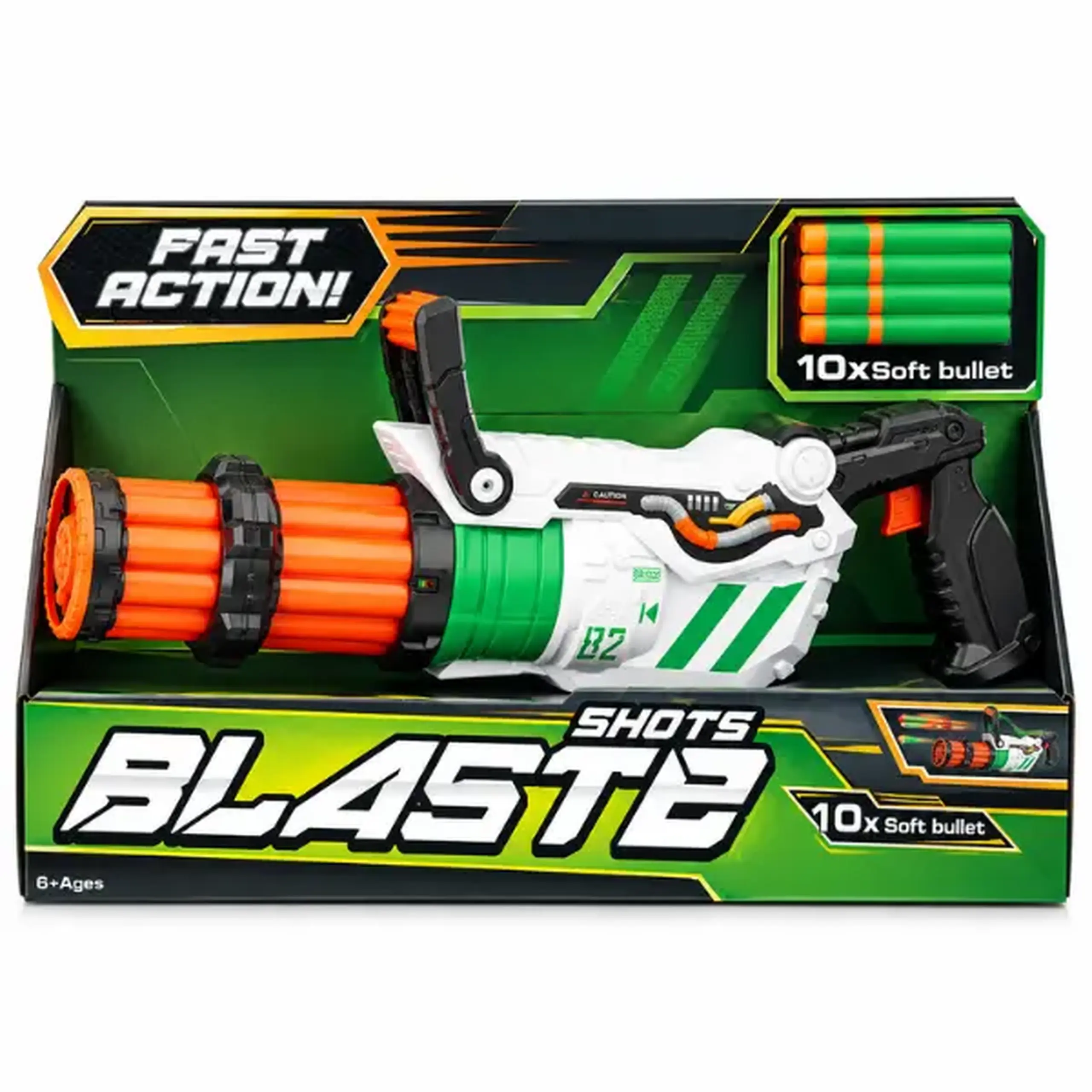 #05 Blaster de jucărie cu butoiaș și 10 gloanțe moi