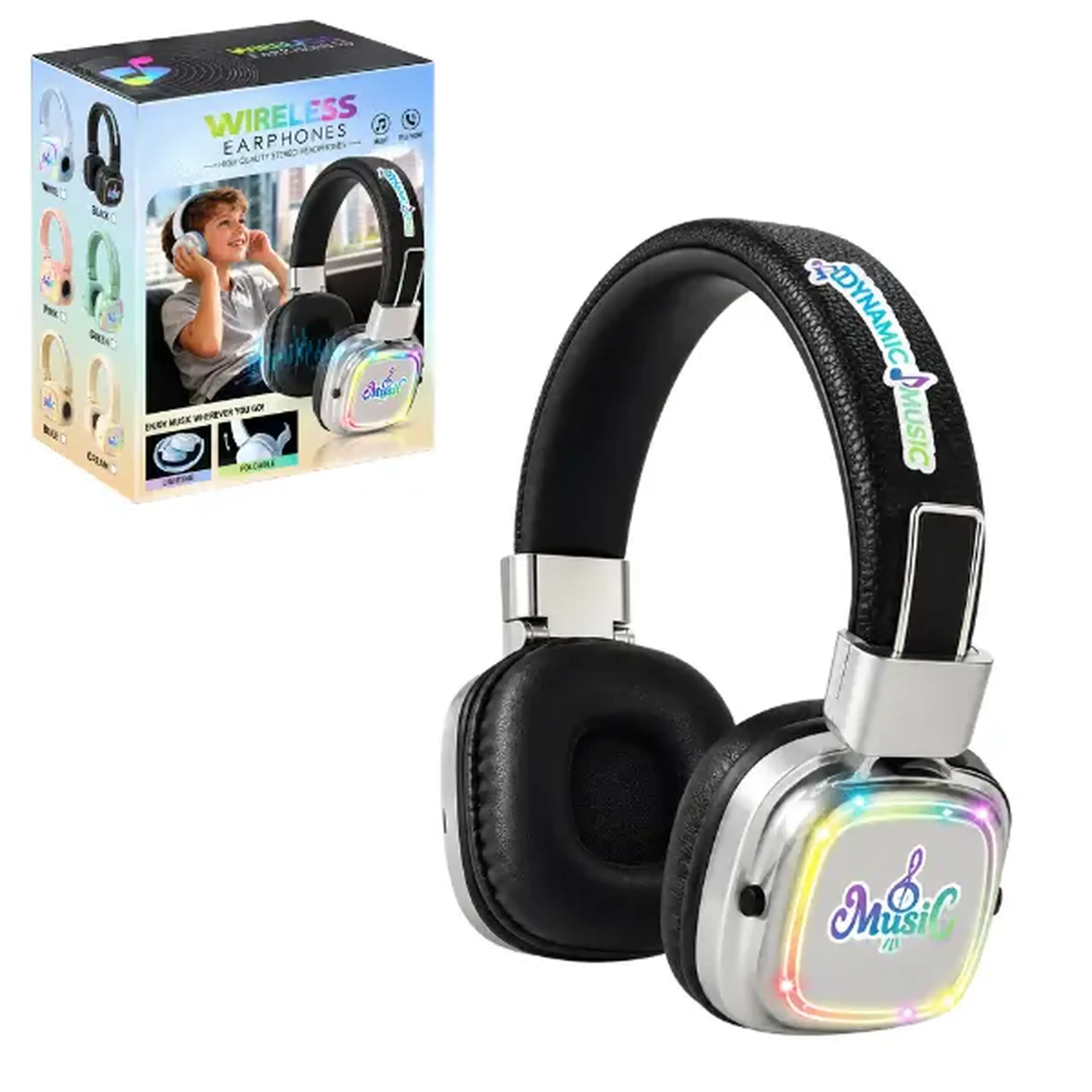 #05 Căști wireless „Music” cu iluminare, 6 culori