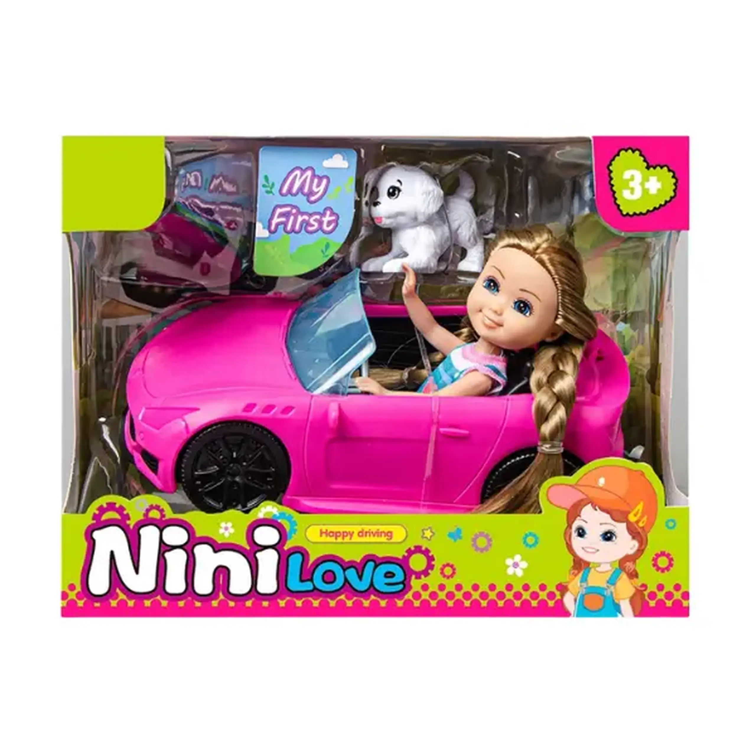 #05 Păpușă „Nini Love” cu mașină decapotabilă și cățeluș