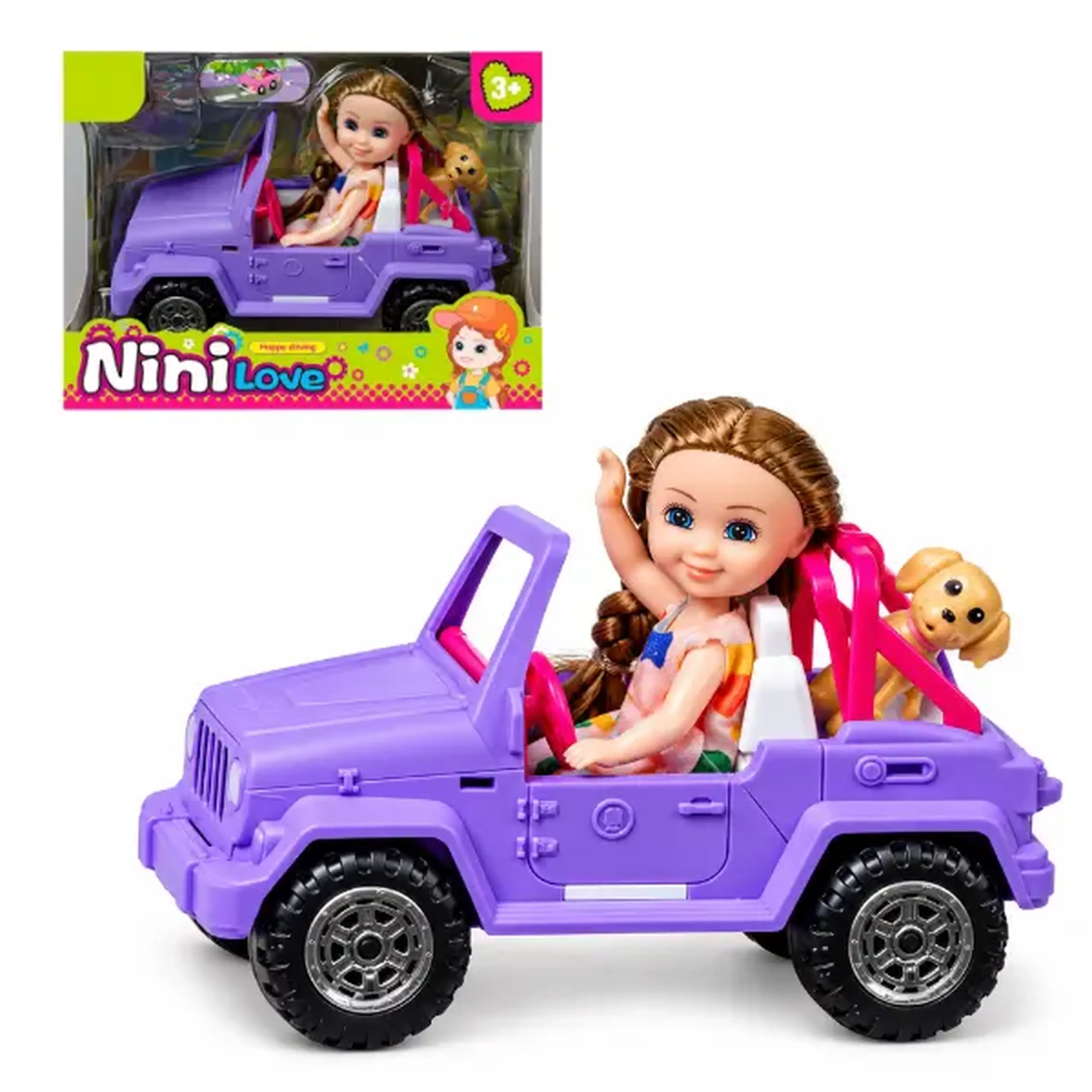 #05 Păpușă „Nini Love” cu jeep și cățeluș