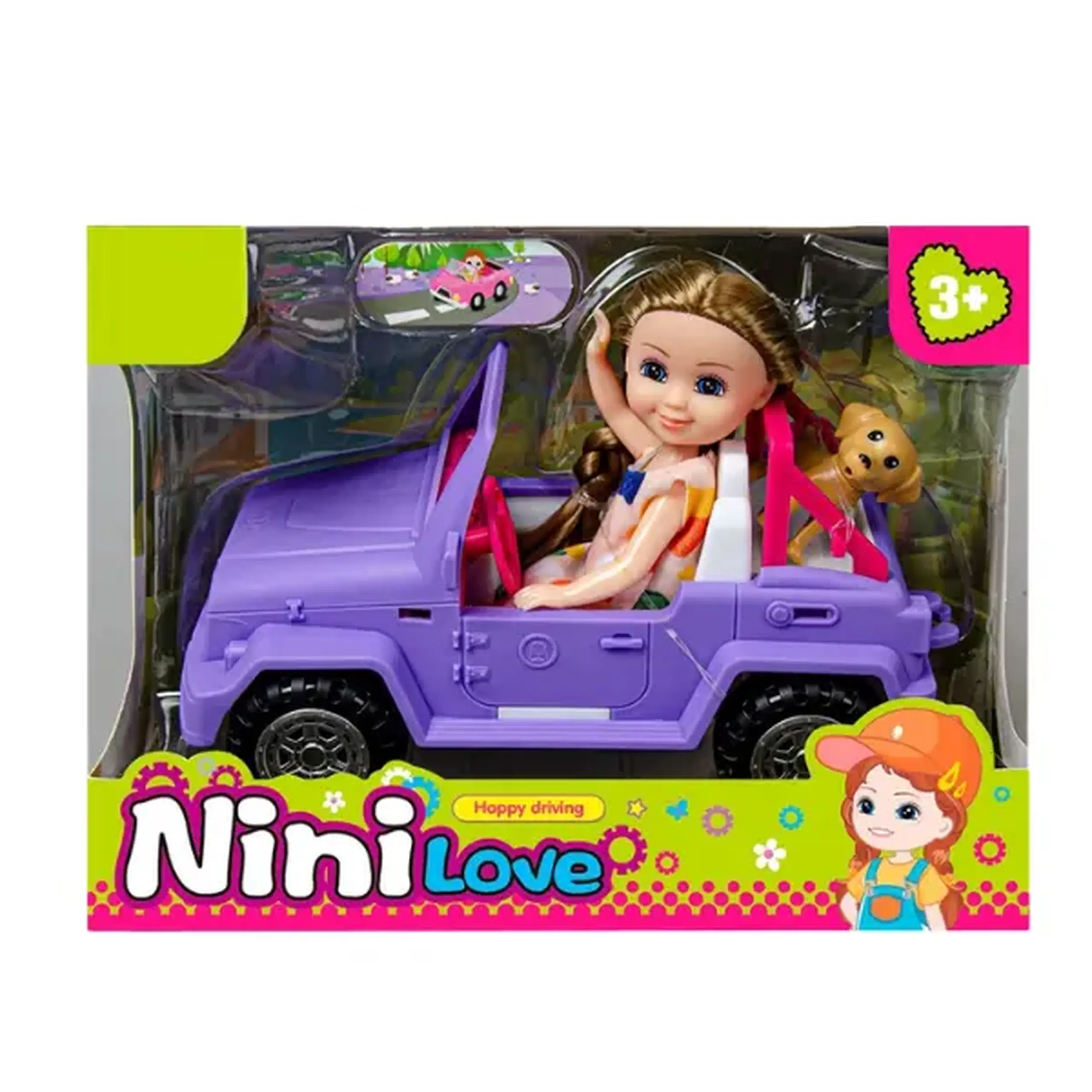 #05 Păpușă „Nini Love” cu jeep și cățeluș