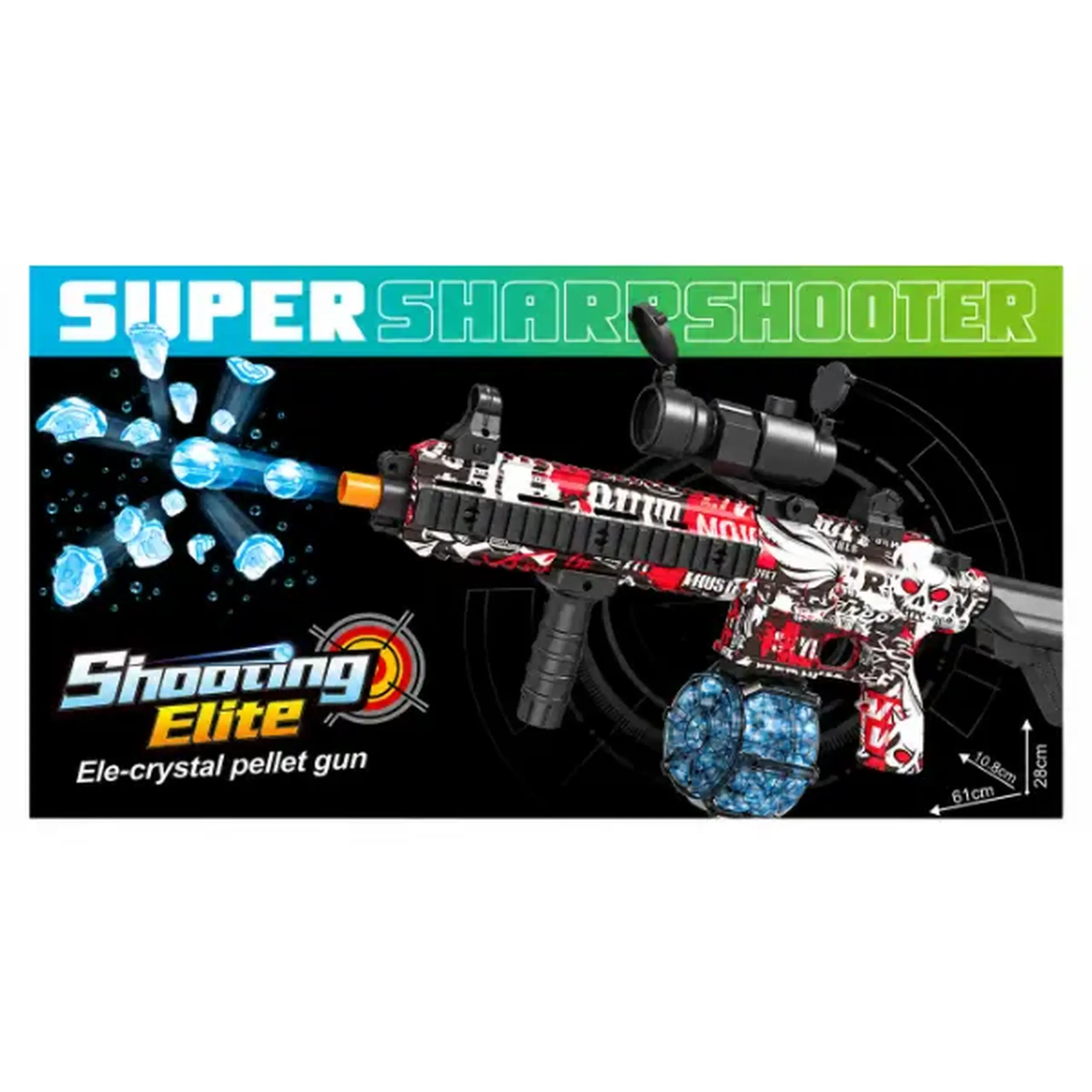 #05 Automat electric „Super Sharpshooter” cu bile de hidrogel, 61 cm, roșu