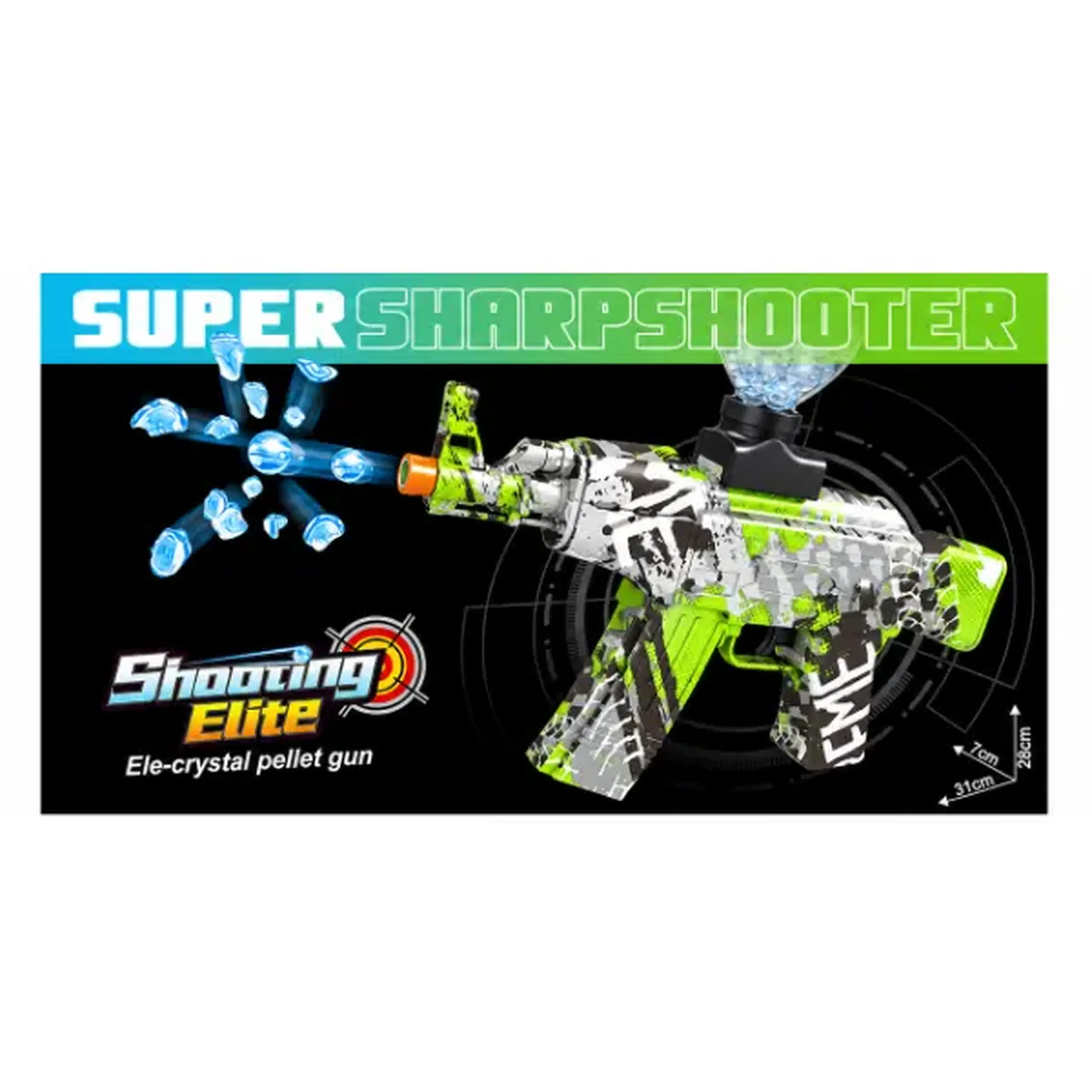 #05 Automat electric „Super Sharpshooter” cu bile de hidrogel, 31 cm
