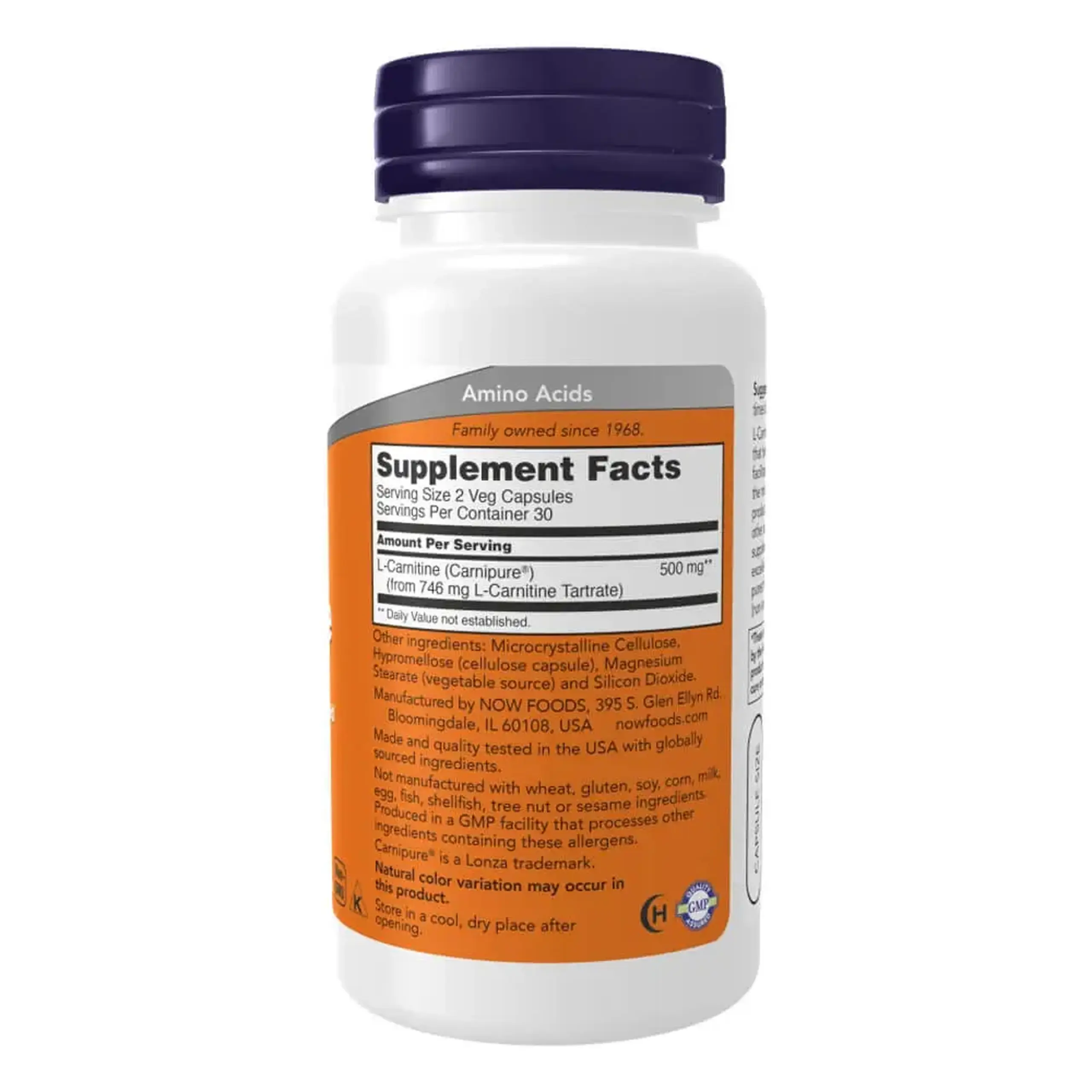 Now Foods, L-Carnitine, 250 mg, 60 capsule vegetale