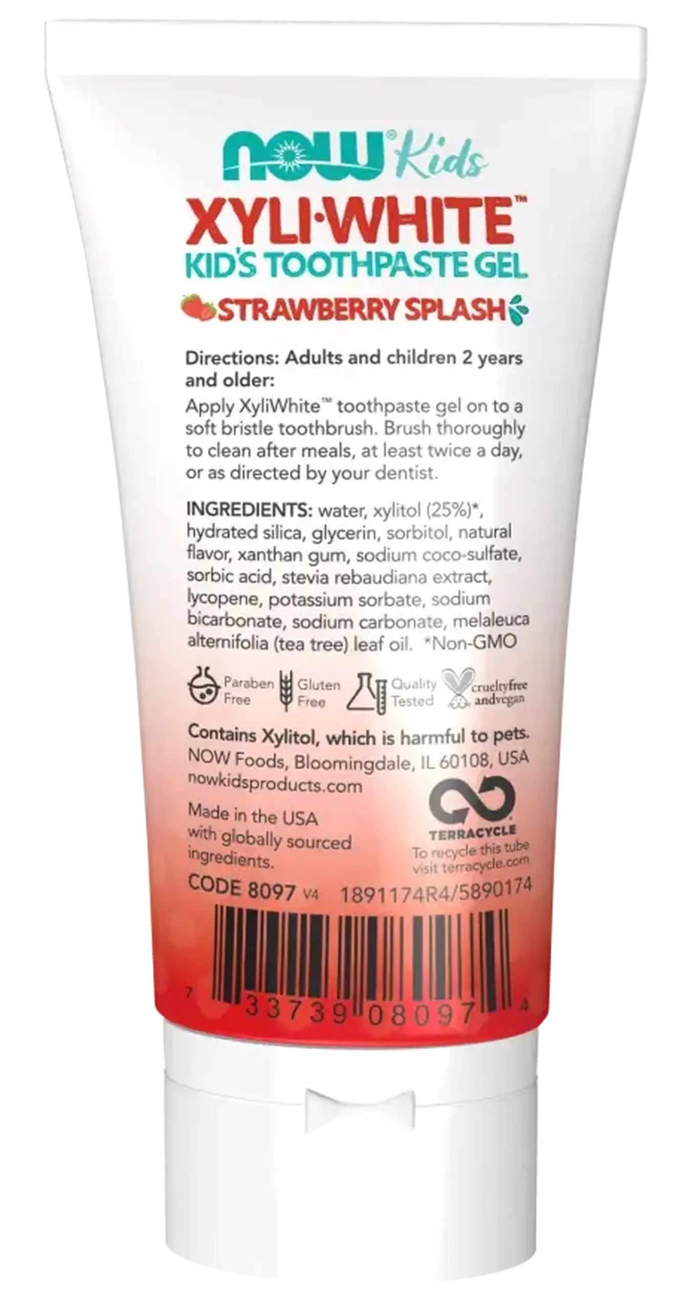 Pastă de dinți pentru copii, Now Foods, XyliWhite Strawberry splash