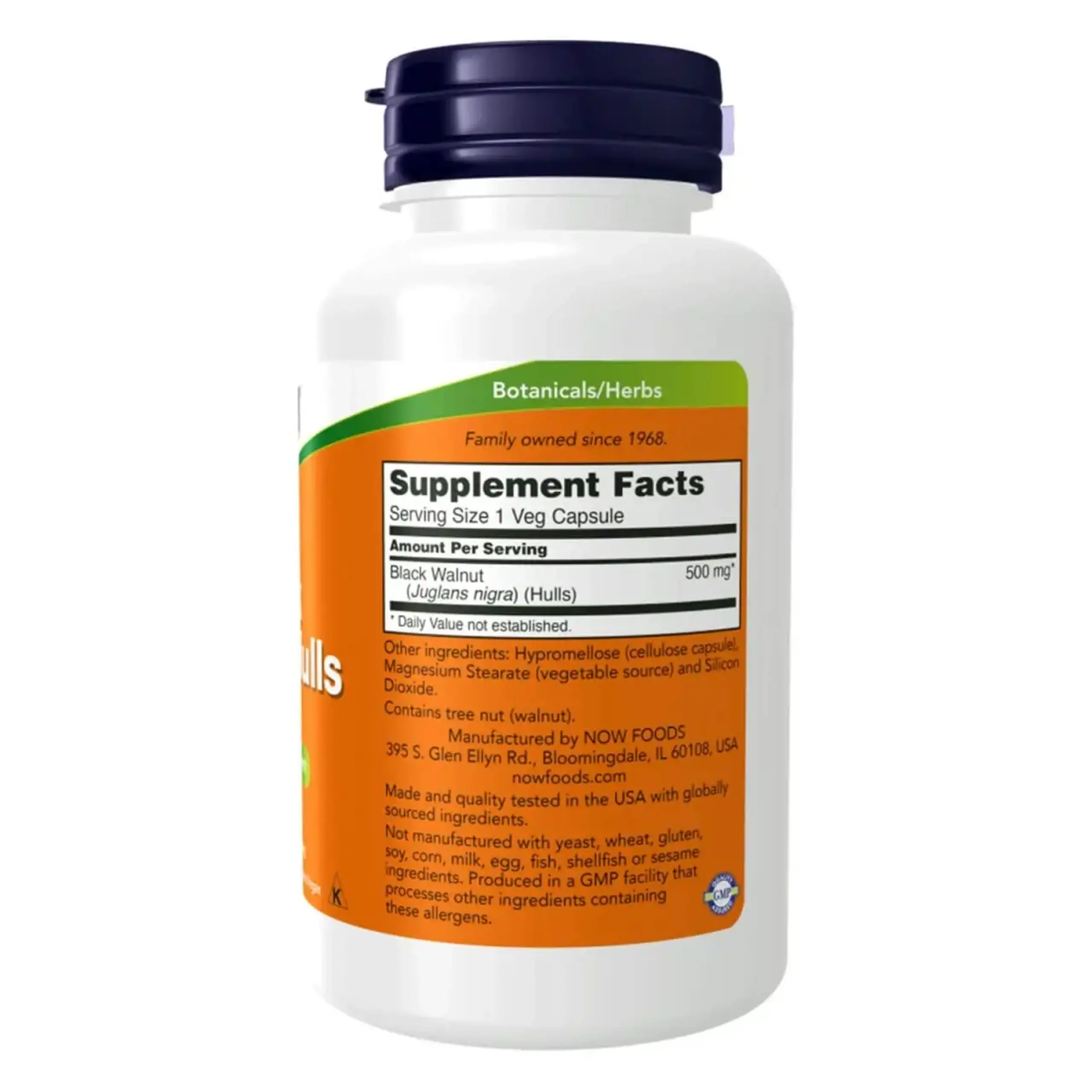 Now Foods, Black Walnut Hulls, 500 mg, 100 capsule vegetale