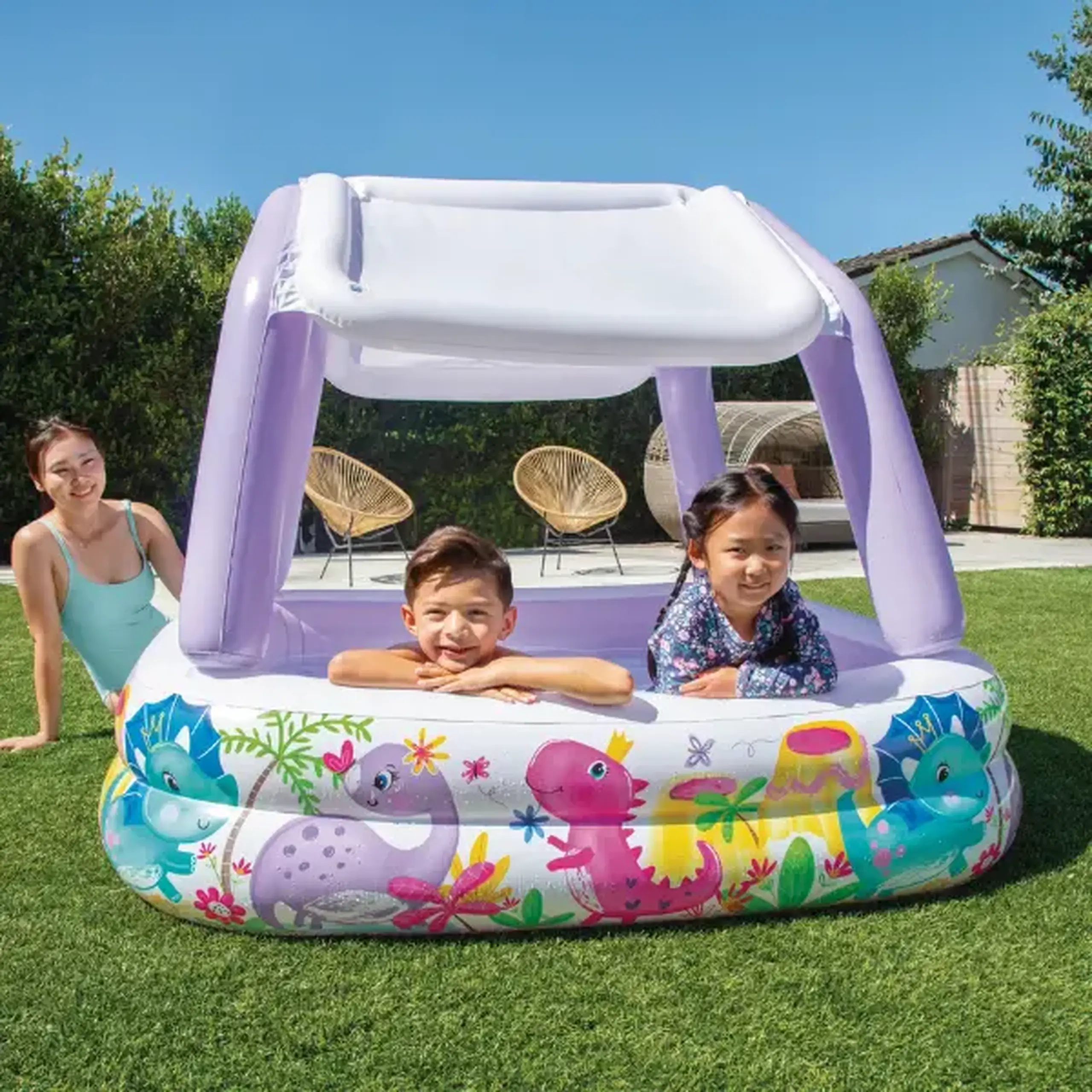 INTEX Piscină gonflabilă pentru copii cu baldachin 157x157x122 cm, 295 L, 2+